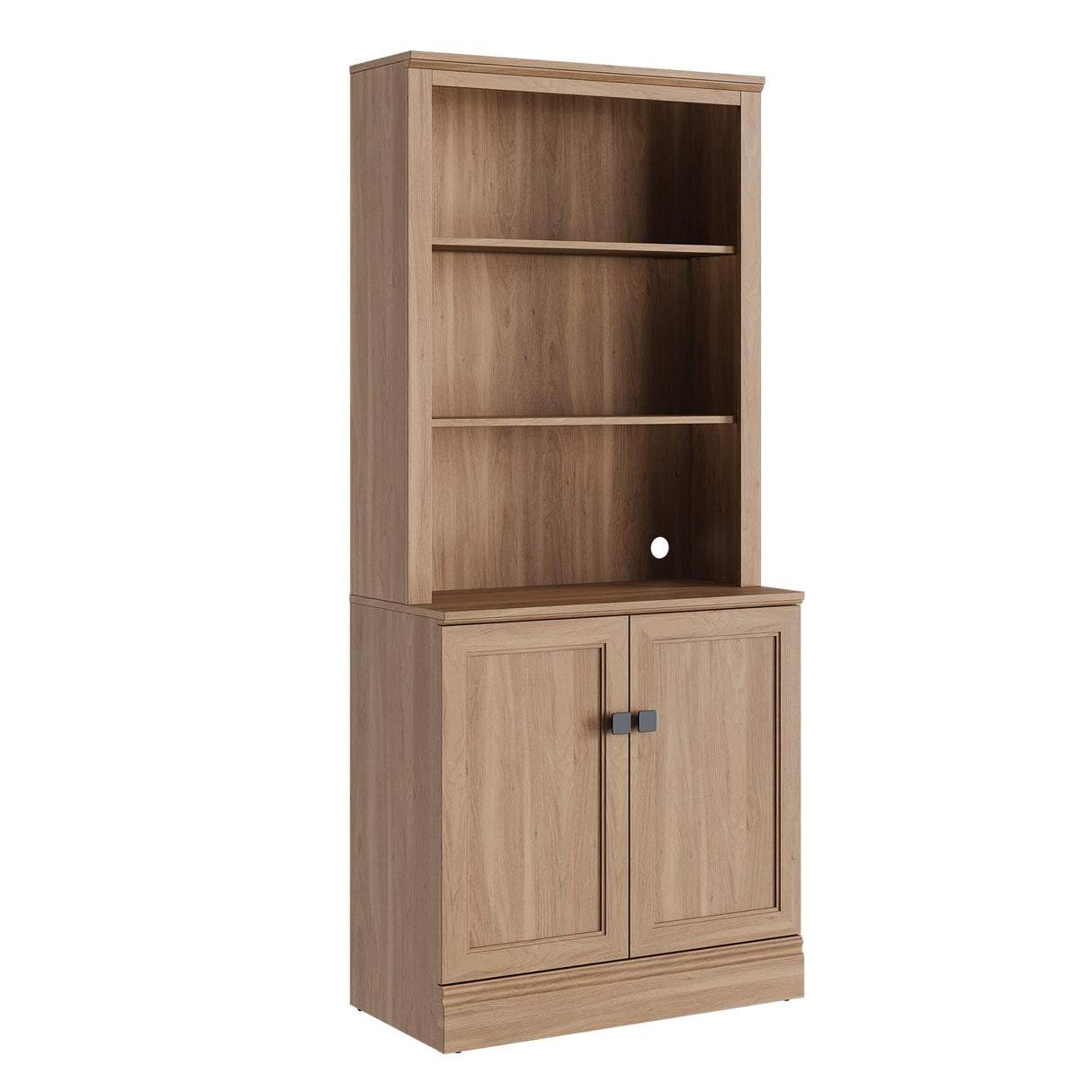 FENSULN 72 in Tall Bookshelf 5 Tiers Bookcase with Adjustable Shelves, Oak Bookcase with Storage Cabinet, Wood Freestanding Display Bookshelves for Home Office,Bedroom, Living Room(Pack 2) FENSULN