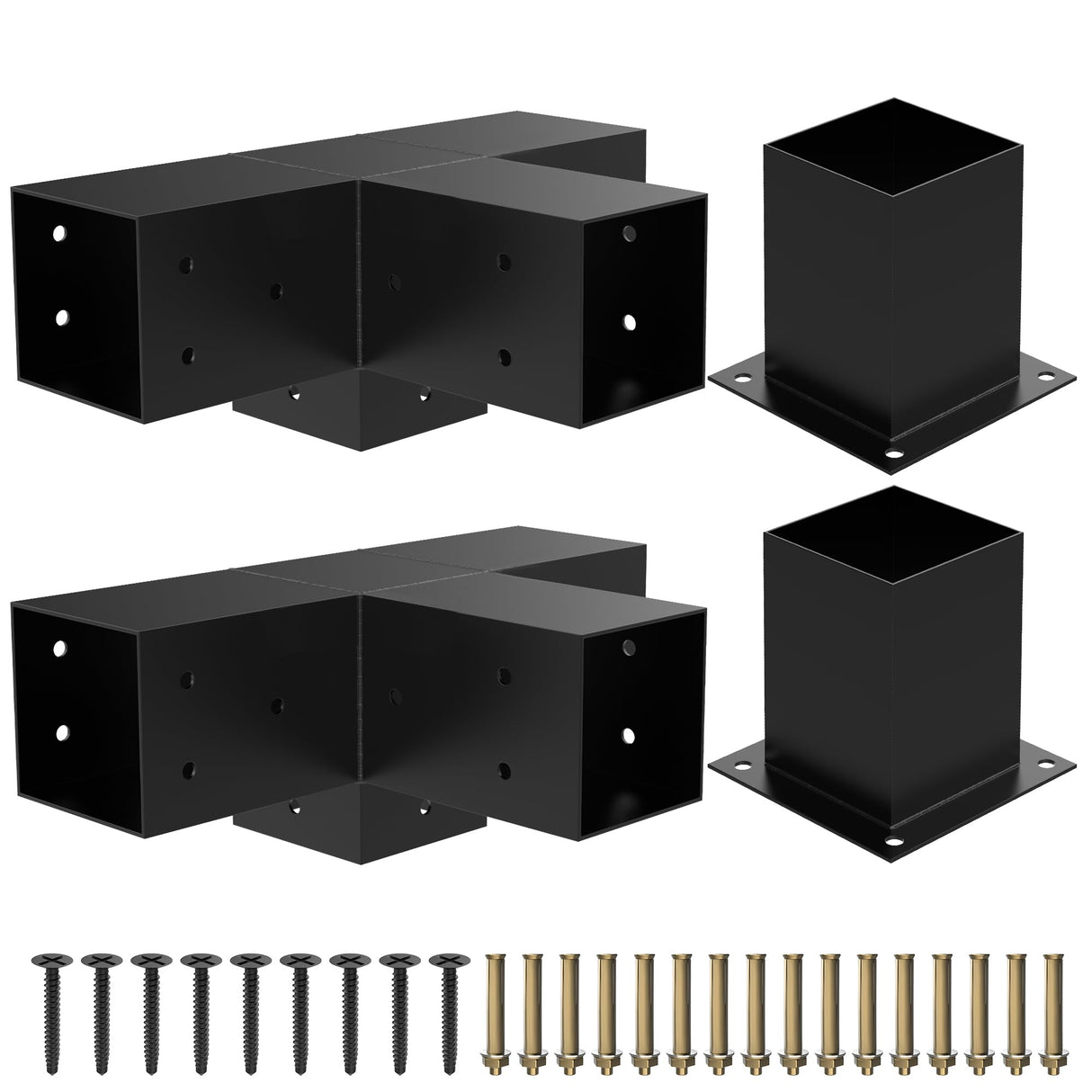 Heavy Alloy Steel Pergola Bracket Kit with 4-Way Pergola Kit for 6"x 6" (Actual 5.5" X 5.5") Lumber,Wood Pergola Brackets Suitable for Pergolas,Gardens,Patio and Metal Gazebo Kits with Screws JEXALINE