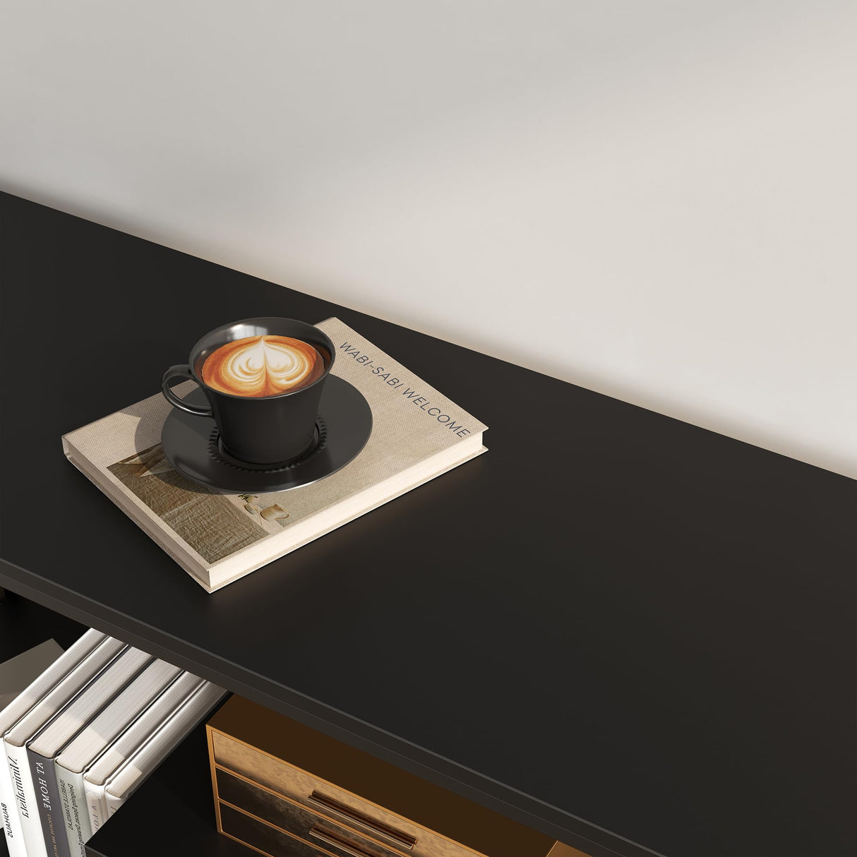 YOUDENOVA TV Stand for TVs up to 65 Inch, TV Console Table with 3-Tier Open Storage Shelves, Modern Industrial Entertainment Center for Living Room, Bedroom, Black YOUDENOVA