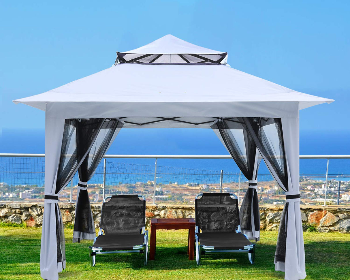 ABCCANOPY Pop Up Gazebo 13x13 - Outdoor Canopy Tent with Mosquito Netting for Patio Garden Backyard (White) ABCCANOPY