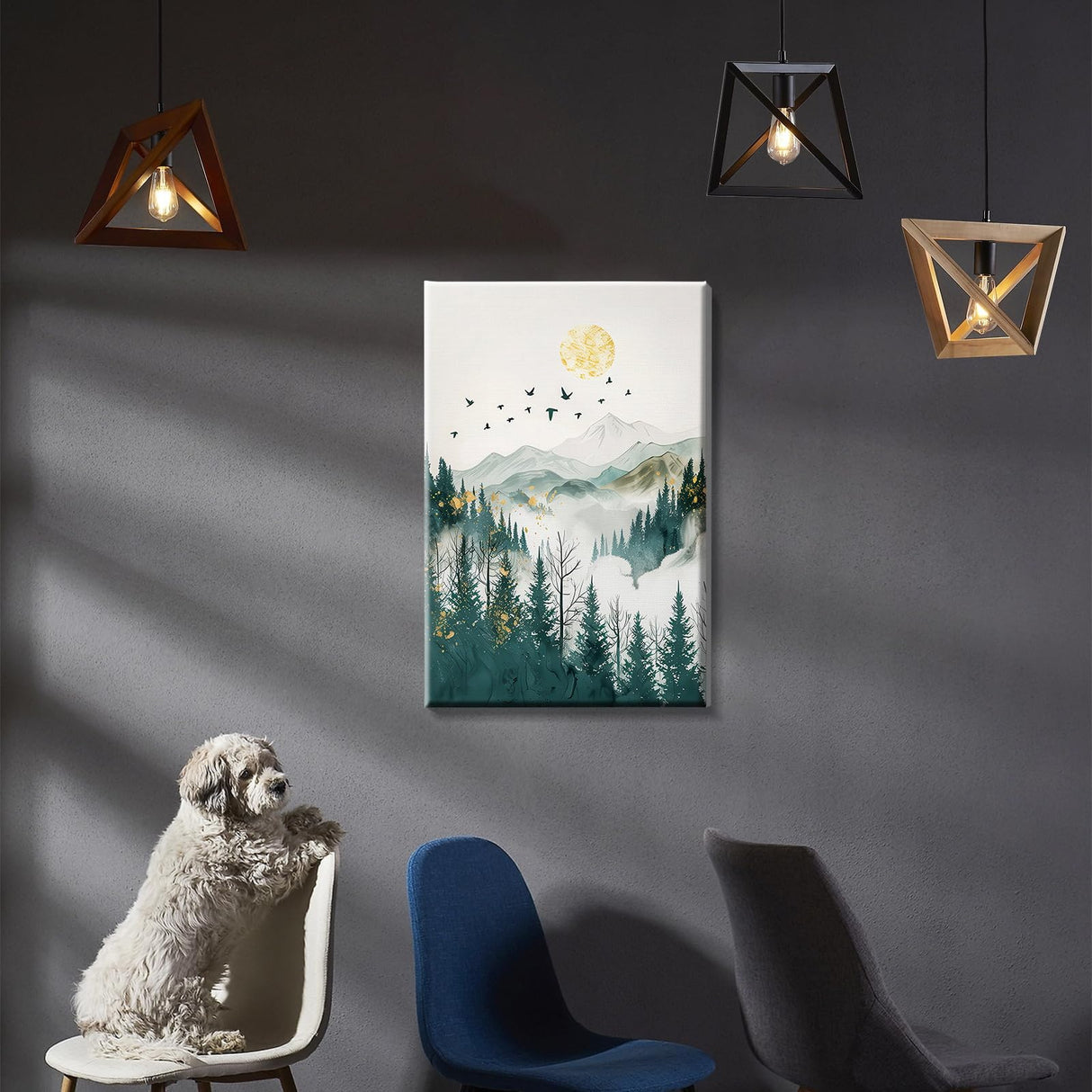 YOYA Framed Paint by Numbers Kit for Adults - Mountain Adult Paint by Number Kits on Canvas with Easel, DIY Mountain Moon Paint by Number Framed Canvas for Home Wall Decor 8x12 Inch YOYA