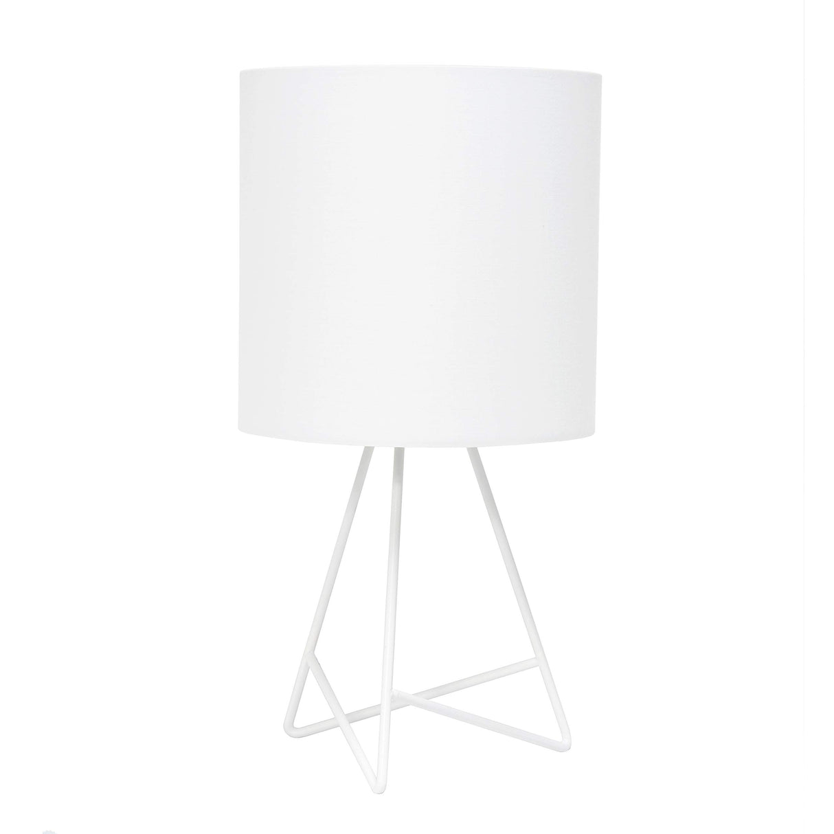 Simple Designs LT2066-WOW 14" Down to the Wire Metal Table Lamp with Fabric Shade, White with White Shade Simple Designs
