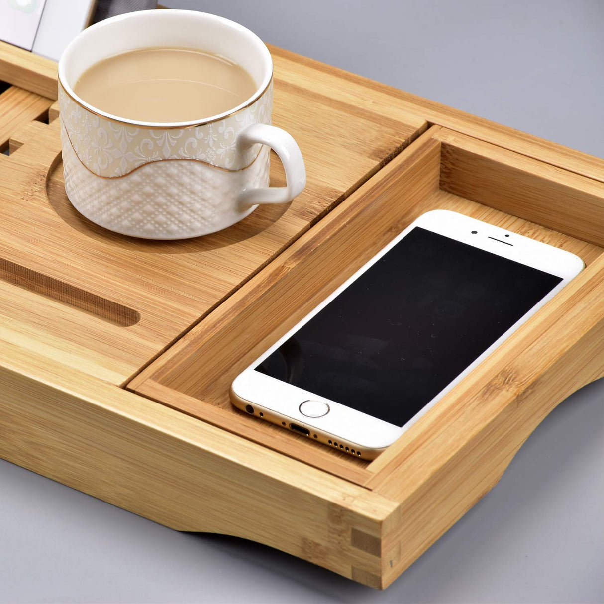 Sen Yi Bao Luxury Bathtub Caddy Tray,Bamboo Bathtub Tray Caddy - Wood Bath Tray Expandable,Can be Placed Book and Integrated Tablet Smartphone and Wine Holder - Gift Idea for Loved Ones Sen Yi Bao