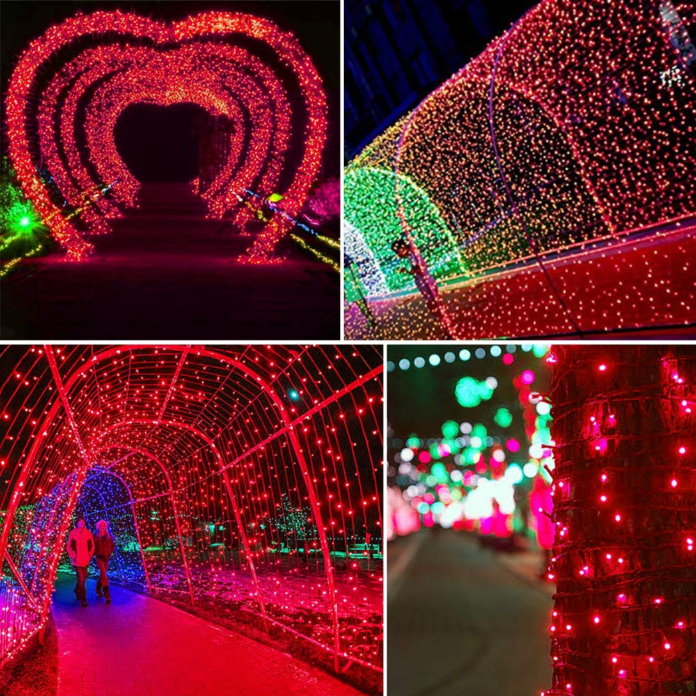 Vicila 500 LED Christmas Light Red, Indoor String Light Plug in Twinkling Hanging Tree Lights Fairy Light for Party, Bar, Bedroom, Outdoor Xmas Tree Decor-173.9ft(Red) Vicila