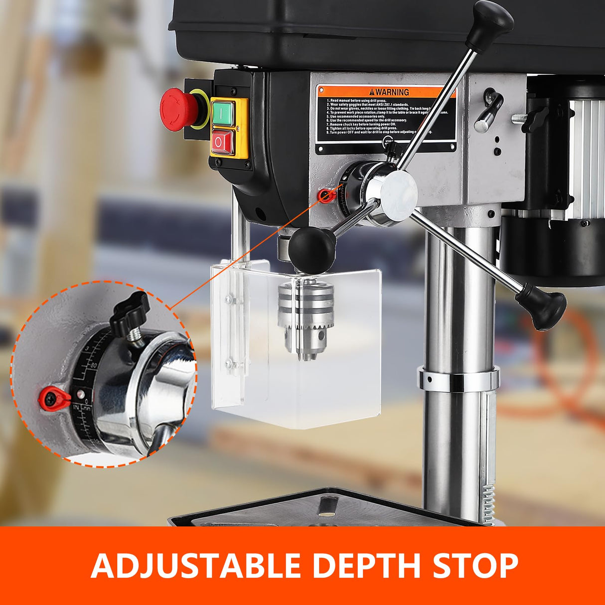 17 in Floor Drill Press with Swing-away Safety Guard, 12 Amp 120V Pure Copper Motor, 200-3630 RPM Variable Speed, 0-45° Tilting Worktable, Tabletop Drilling Machine for Wood Metal CuisinAid