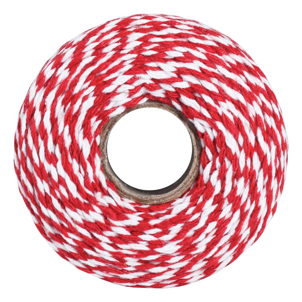 Vivifying Red and White Twine, 656 Feet 2mm Cotton Bakers Twine String for Gift Wrapping, Baking, Butchers, DIY Crafts, Tying Cake and Pastry Boxes Vivifying