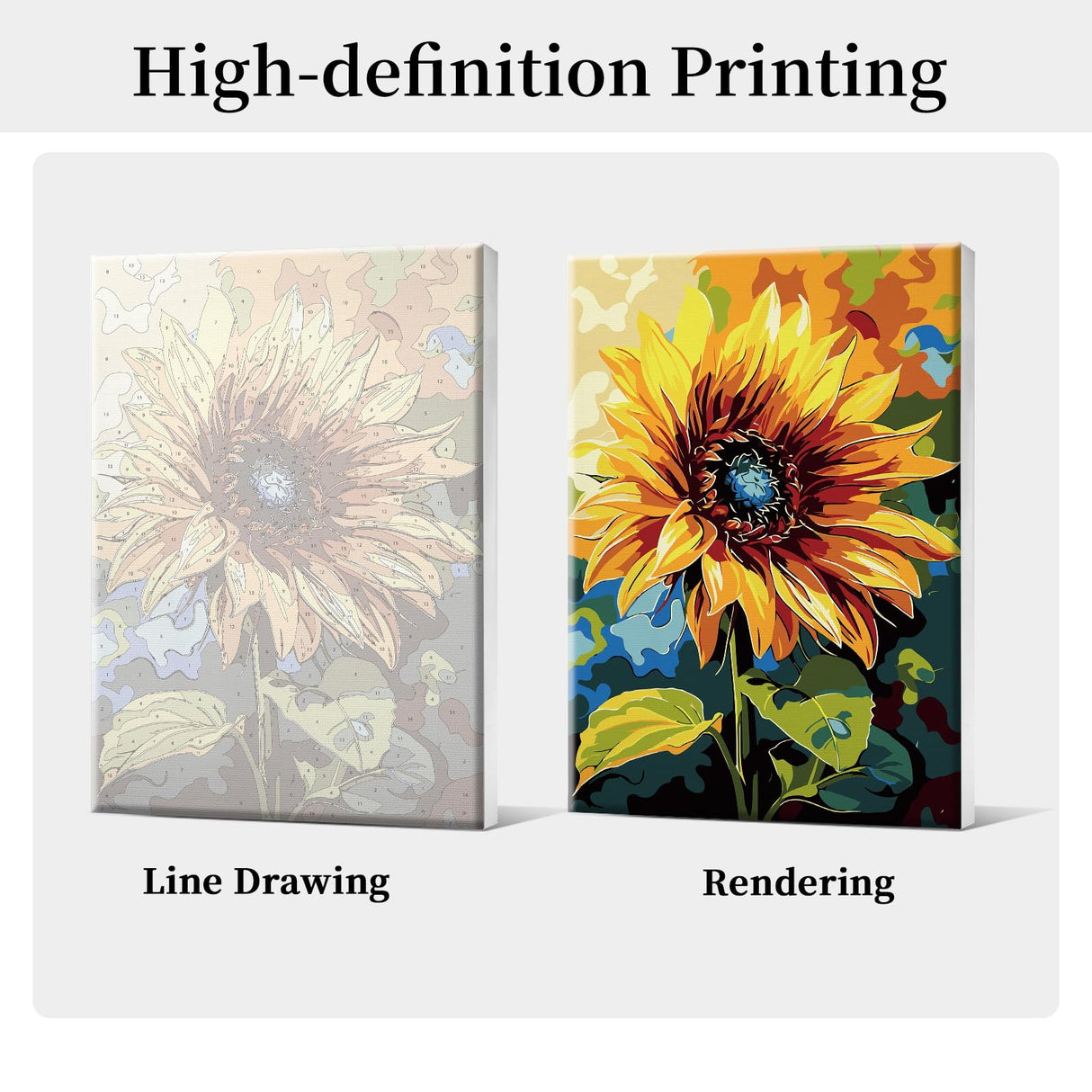 HeeBenor Framed Paint by Numbers Kit for Adults, Sunflower Paint by Number with Easel, DIY Flowers Acrylic Oil Painting Kit, Adult Paint by Number Kits Framed Canvas for Home Decor 8x12 Inch HeeBenor