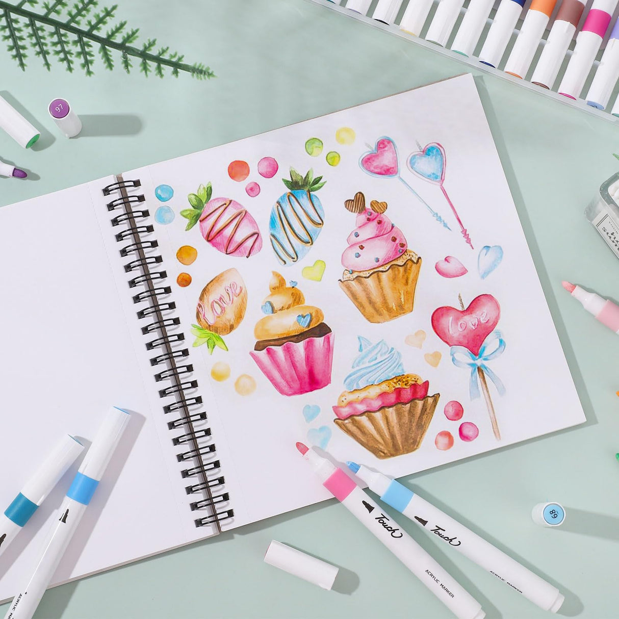 50 Sheets Marker Paper Pad, 7.6×7.6 Inch Bleedproof Art Sketch Pad, 73lb/120gsm Drawing Paper Spiral Sketch Book, Alcohol Marker Paper Painting Coloring Paper for Beginners, Artists, Ideal Gift Prudiut