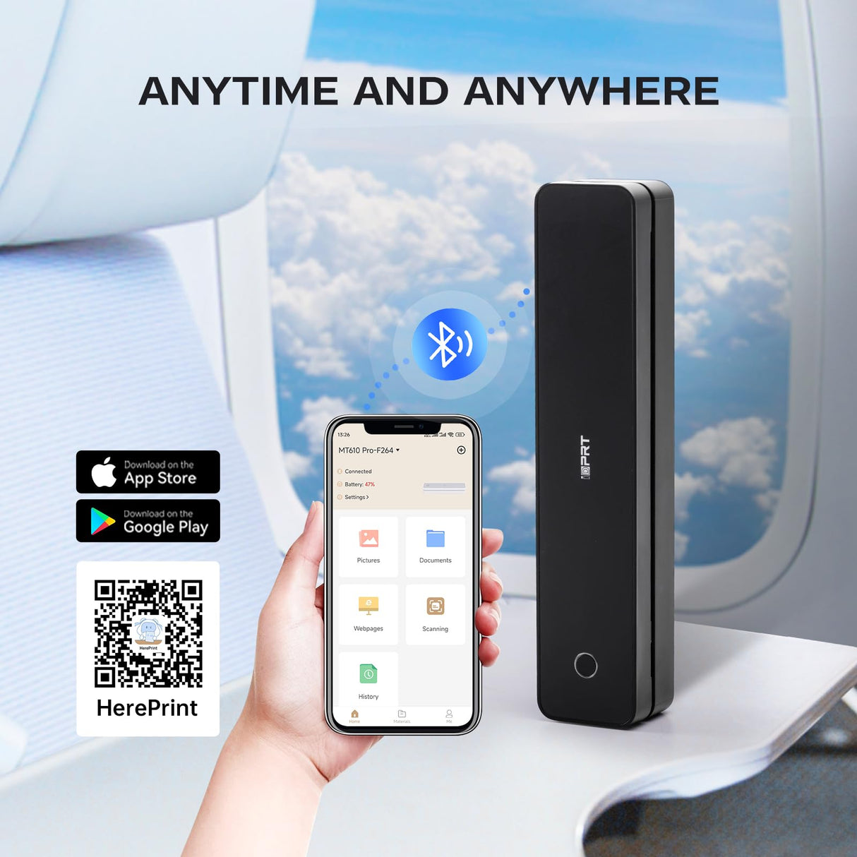 iDPRT Portable-Printer Wireless for Travel, 300DPI Inkless-Thermal-Small-Printer for Home Use, Office, Vehicles, Mobile Bluetooth Printer Supports 8.5" x 11" US Letter&A4&A5 Size, for Smartphone & PC iDPRT