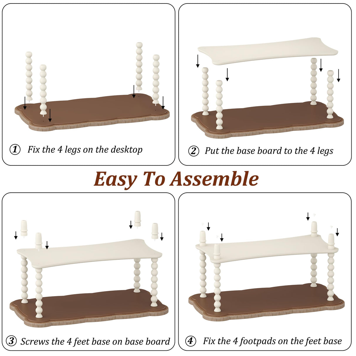 Function Home Farmhouse Coffee Table, Rustic White French Country Center Table with Storage Shelf, Wood Coffee Tables for Living Room Dining Room, Natural Tray Top and Vintage White Spindle Legs Function Home