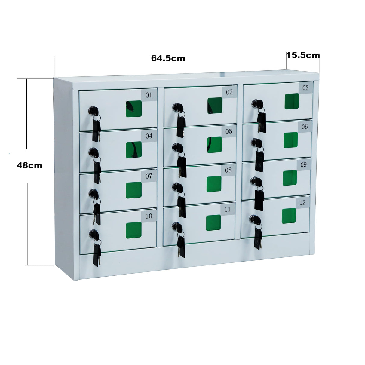 Bpatoimsx Secure and Convenient 12 Bays Cell Mobile Phone Steel Locker with Charger Charging Station Cabinet and key lock White - Ideal for Students and Employees Bpatoimsx
