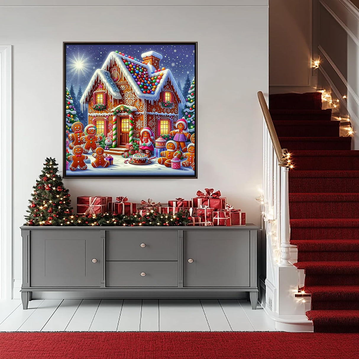 Cartoon House Diamond Art Kits for Adults,Christmas 5D Diamond Painting Kits for Adults Beginners,DIY Full Round Drill Diamond Dot Painting Gem Art Kits for Adult, Home Wall Decor12x12Inch ARPADAMO