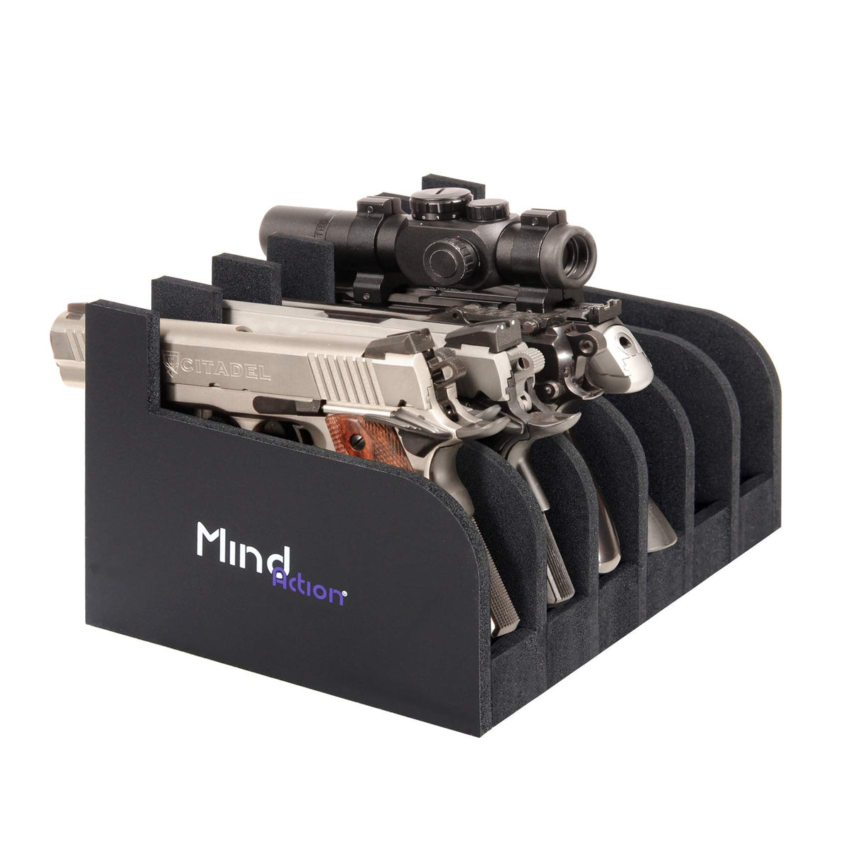 Mind and Action Foam Pistol Rack Handgun Holder for Gun Safe Gun Cabinet Accessories, Customized Gun Storage from 1 up to 6 Firearms MIND&ACTION