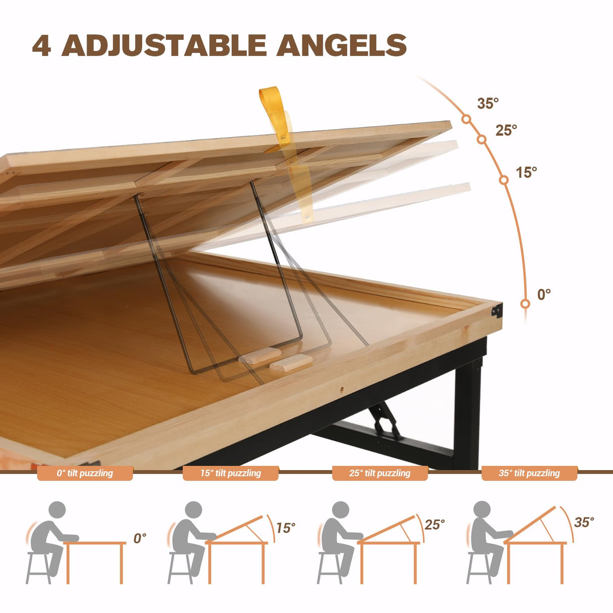 Puzzle Table with Drawers 1500 Piece Rotating Jigsaw Puzzle Board with Cover 35”x27” Portable Puzzle Tables for Adults Birthday Gift for mom Women JoyPcsTable