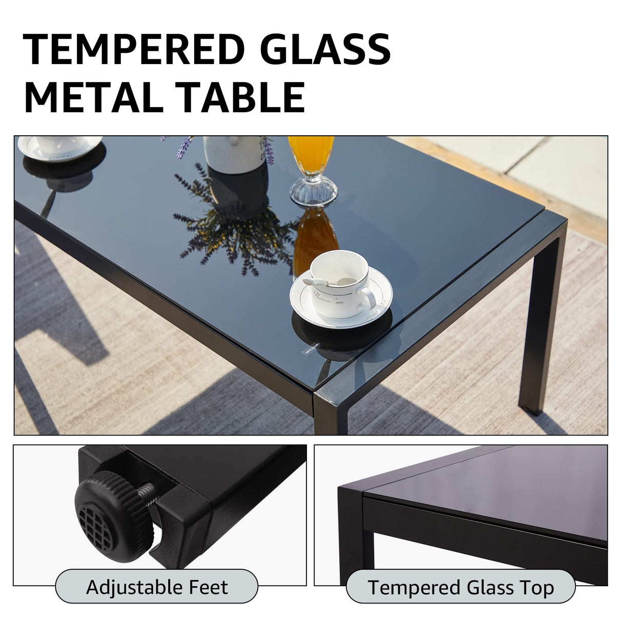 NATURAL EXPRESSIONS 4 Pieces Patio Furniture Sets,Metal Outdoor Patio Furniture Sets,Outdoor Sectional Furniture Patio Conversation Set,Wooden Anti-Scald Armrest,Sling Mesh,4" Olefin Cushions NATURAL EXPRESSIONS