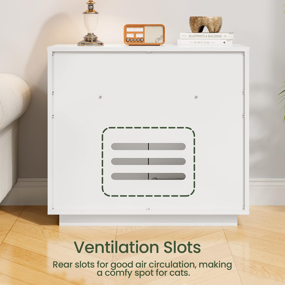 CHOEZON Cat Litter Box Enclosure, Litter Box Furniture Hidden, Versatile Litter Enclosure Furniture with 2 Doors and 1 Entrance, Indoor Cat House for Living Room, Bedroom, White MMW01WB CHOEZON