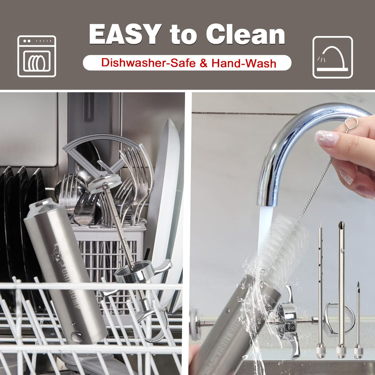 Grill Bump Meat Injector Syringe Kit with 3 Professional Marinade Injector Needles for BBQ Grill Smoker, Turkey and Brisket; 2-oz Large Capacity, Including Paper User Manual, Recipe E-Book (PDF) GRILL BUMP