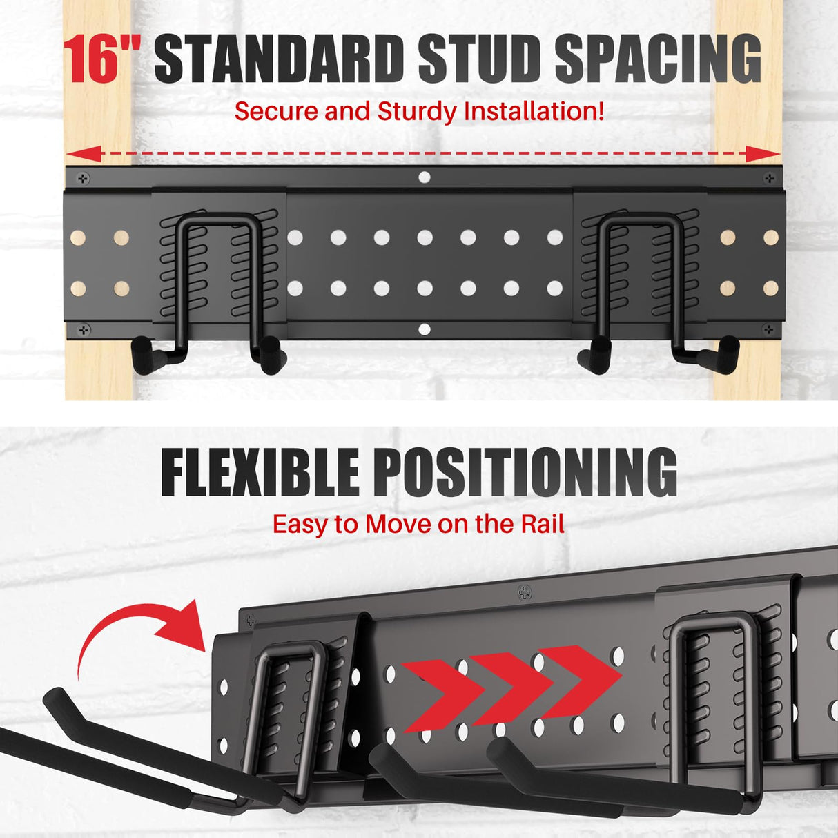 ZICANYCO Garage Tool Organizer Wall Mount 48 inches with 10 Adjustable Heavy-Duty Hooks, Garage Organization, Garden Tool Storage Rack, Yard, and Shed, Holds Up to 400 lbs ZICANYCO