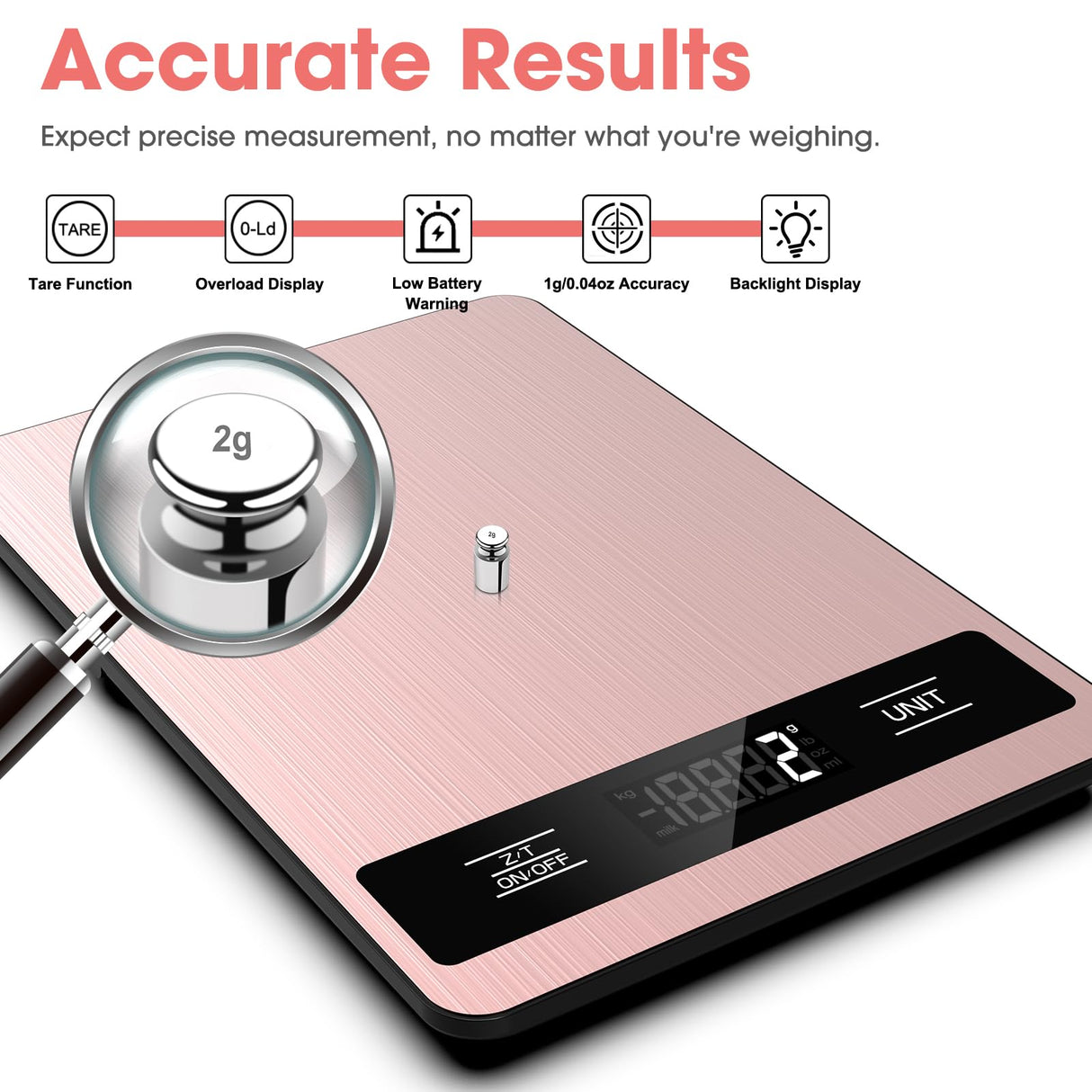 Suidreams Food Scale, 11lb Digital Kitchen Scale Weight Grams and Ounces for Baking, Cooking and Meal Prep, 1g / 0.1oz Precise Graduation with 6 Units and Tare Function, LCD Display & Stainless Steel SUIDREAMS