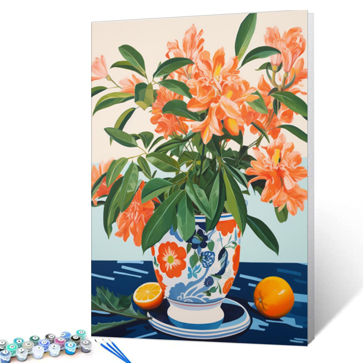 Tucocoo Orange Flowers in a Floral Pot Paint by Numbers Kits 16x20 inch Canvas DIY Oil Painting for Kids, Students, Adults Beginner with Brushes Acrylic Pigment Neo-Pop Style Painting(Without Frame) Tucocoo