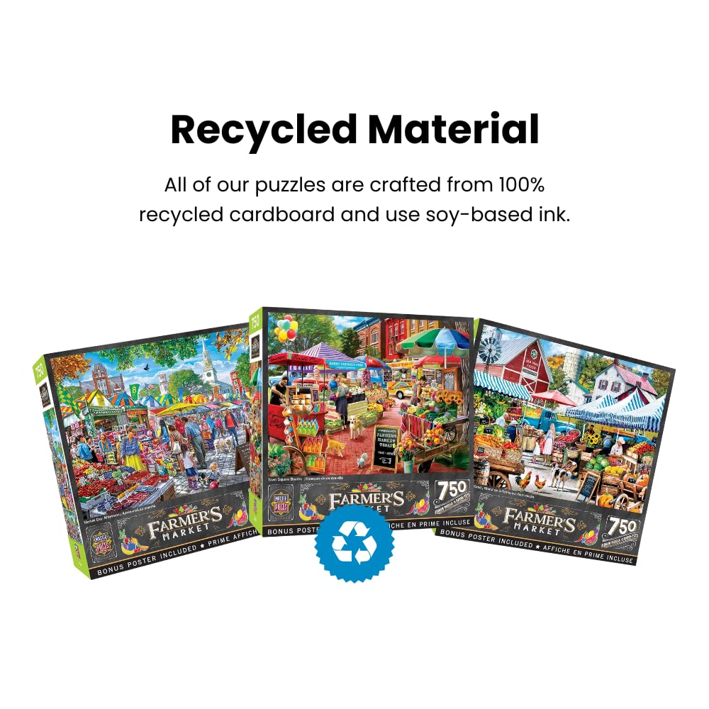 MasterPieces 750 Piece Jigsaw Puzzle for Adults, Family, Or Youth - Town Square Booths - 18"x24" Masterpieces