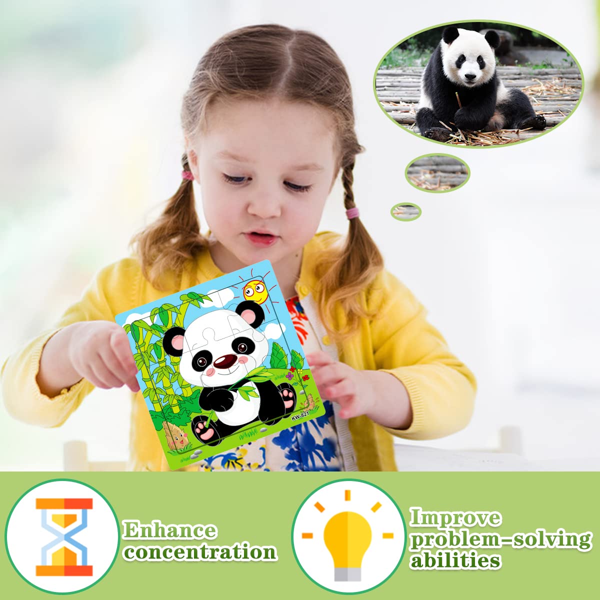 Aitey Set of 6 Toddler Puzzles Ages 2-4, Wooden Jigsaw Puzzles for Kids Ages 3-5, Puzzles for Toddlers 2 3 4 Year Old, Kids Puzzle Toys with Animal Patterns Educational Toys for Boys and Girls Aitey