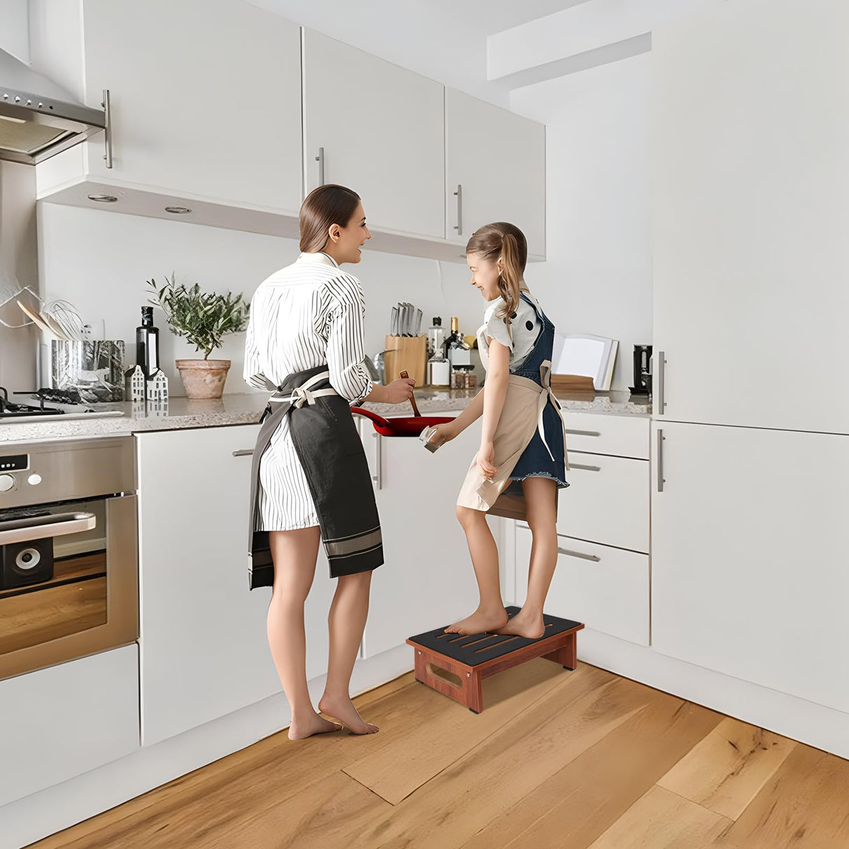 RayLove One Step Stool for Adults Seniors with Non-Slip Rubber Stepping Feet, Heavy Duty Platform Step Stools, 450 LB Portable Bed Steps for High Beds for Bathroom, Bedroom, Kitchen & Bedside Support RayLove