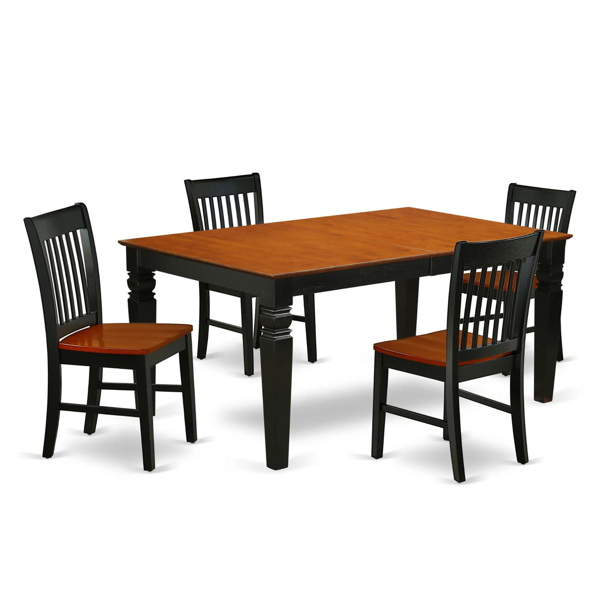 East West Furniture WENO5-BCH-W 5 Piece Kitchen Set for 4 Includes a Rectangle Room Table with Butterfly Leaf and 4 Dining Chairs, 42x60 Inch East West Furniture