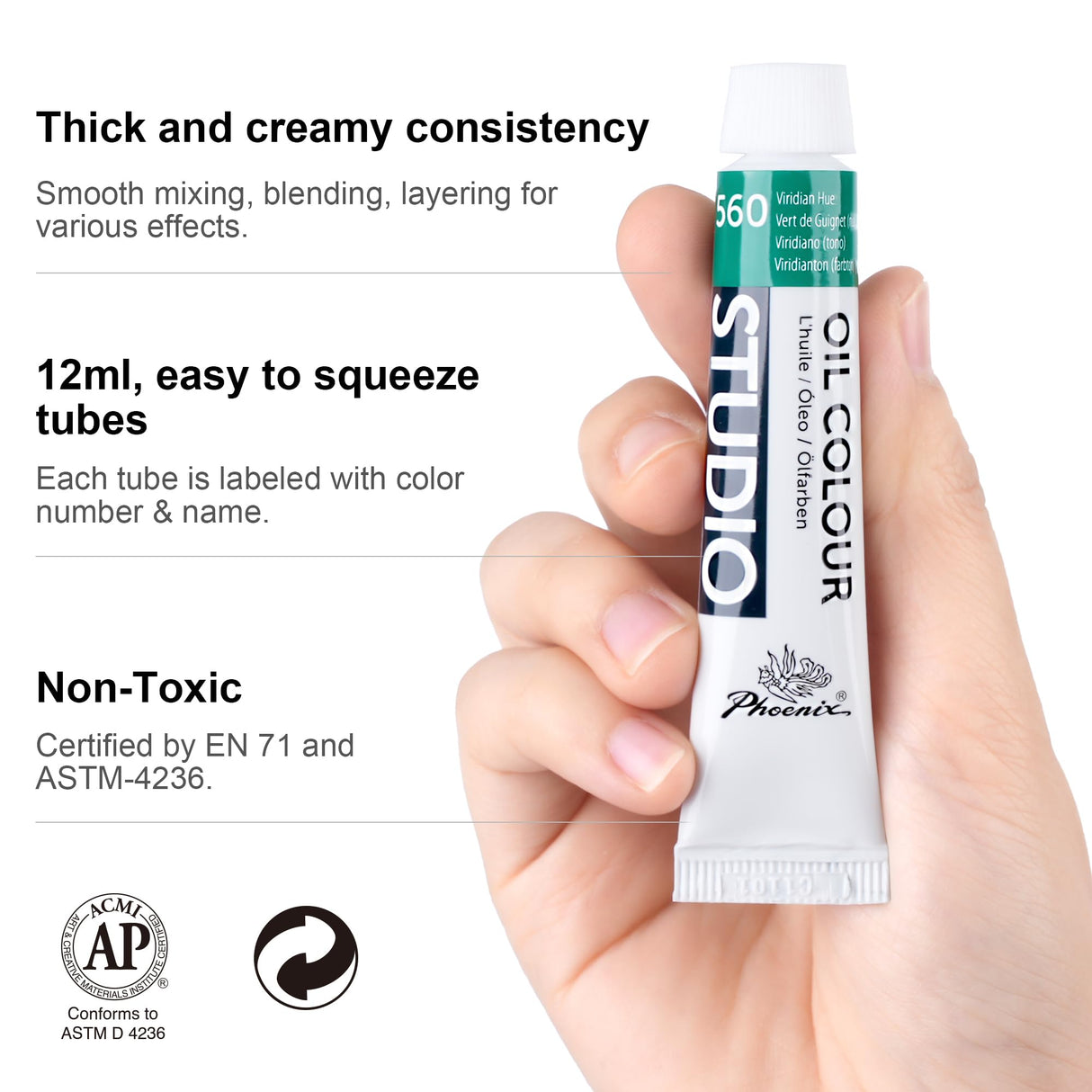 PHOENIX Oil Paint Set, 24x12ml/0.4 Fl Oz Tubes, Non-toxic Oil Based Paints for Canvas Crafts, Great Value Art Supplies for Artists, Adults & Beginners PHOENIX