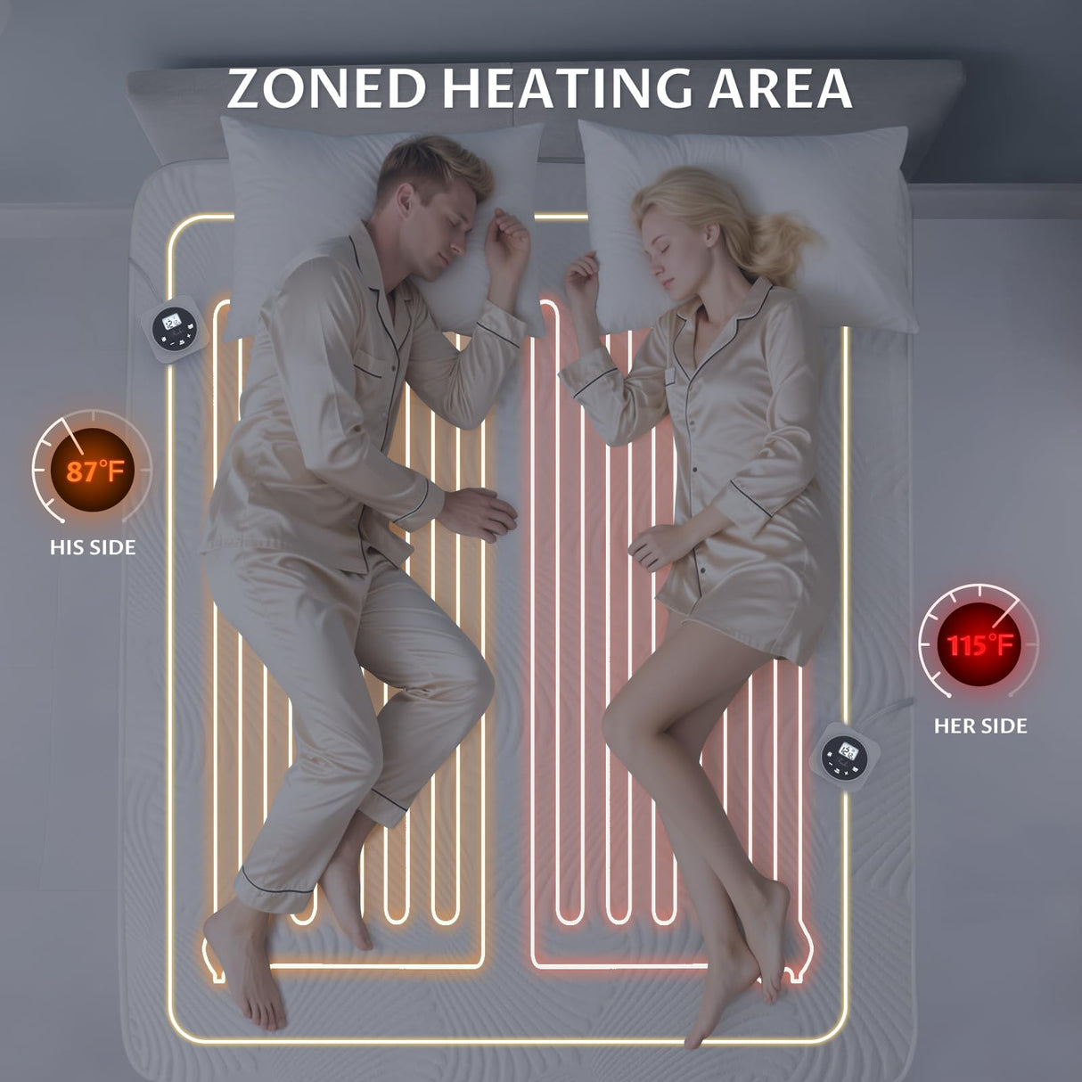 King Size Electric Heated Mattress Pad - Bed Warmer with Memory & Preheat Functions, 12 Heat Settings Dual Control for 1-12 Hours Auto Off, Lighted Button Reaks