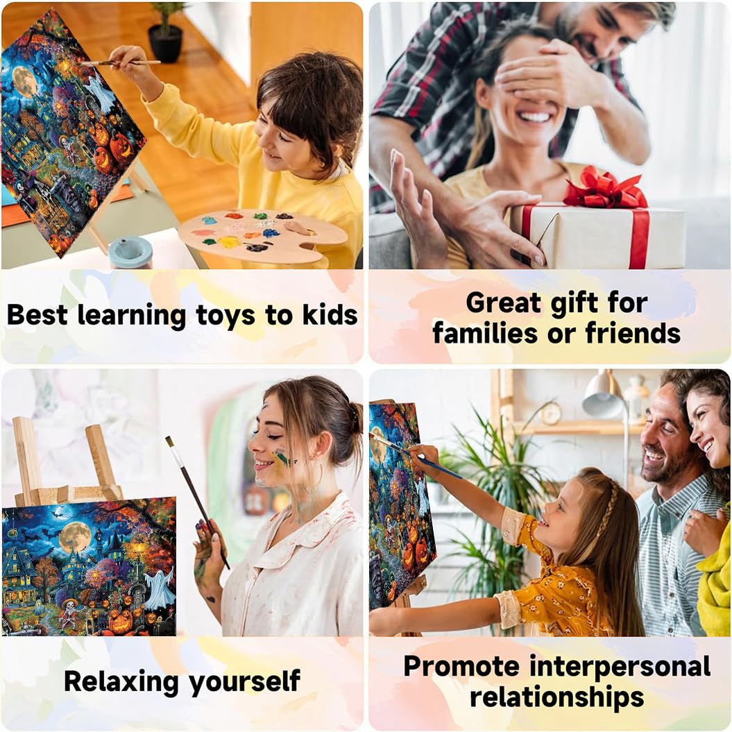 WEMEON Halloween Paint by Numbers Kit for Adults- Halloween Paint by Numbers Kit for Adults Beginner, Adult Paintting by Number Kits on Canvas Arts Crafts for Adult(16 x 20 Inch) WEMEON