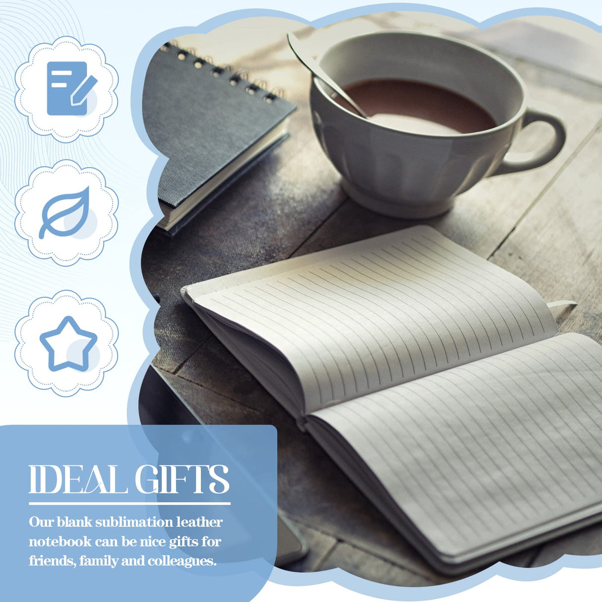 Zonon Sublimation Journal Blank Notebooks A6 190 Pages Thick Faux Leather Notebooks Sublimation Notebooks Leather Sublimation Journal Notebooks for Office Supplies, White Zonon