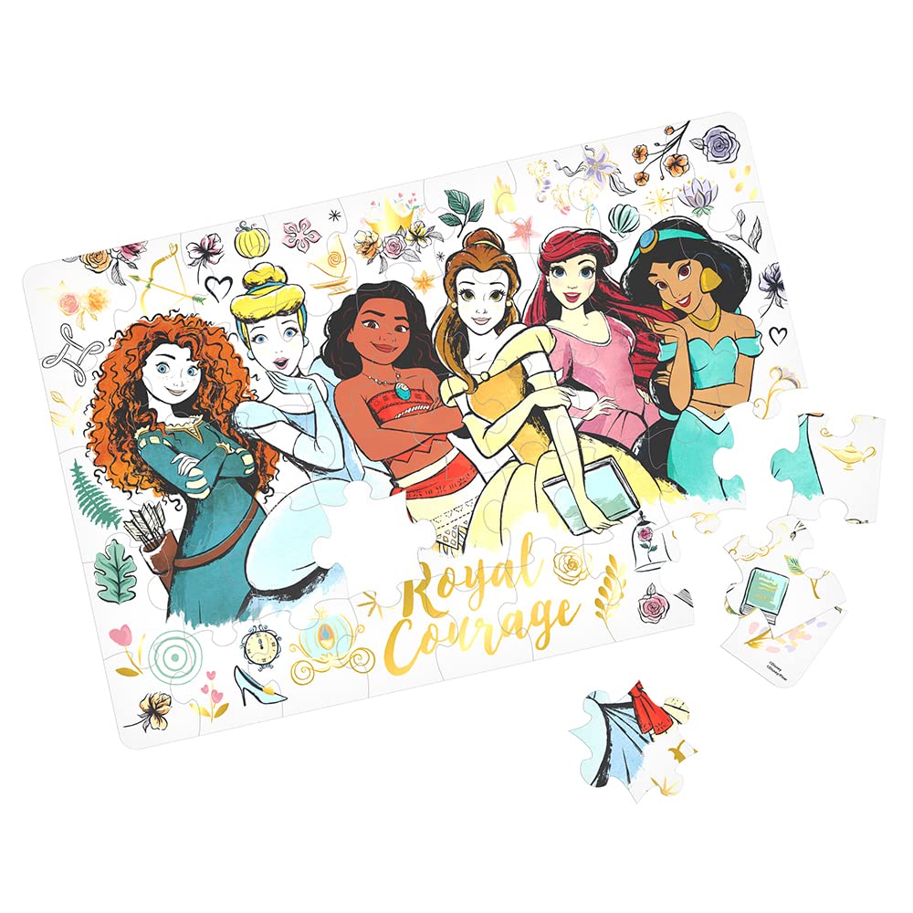 Disney Princess Floor Puzzle for Kids, Toddlers - Princess 46 Piece Puzzle Bundle with Stickers and More | Disney Princess Toys and Games Disney