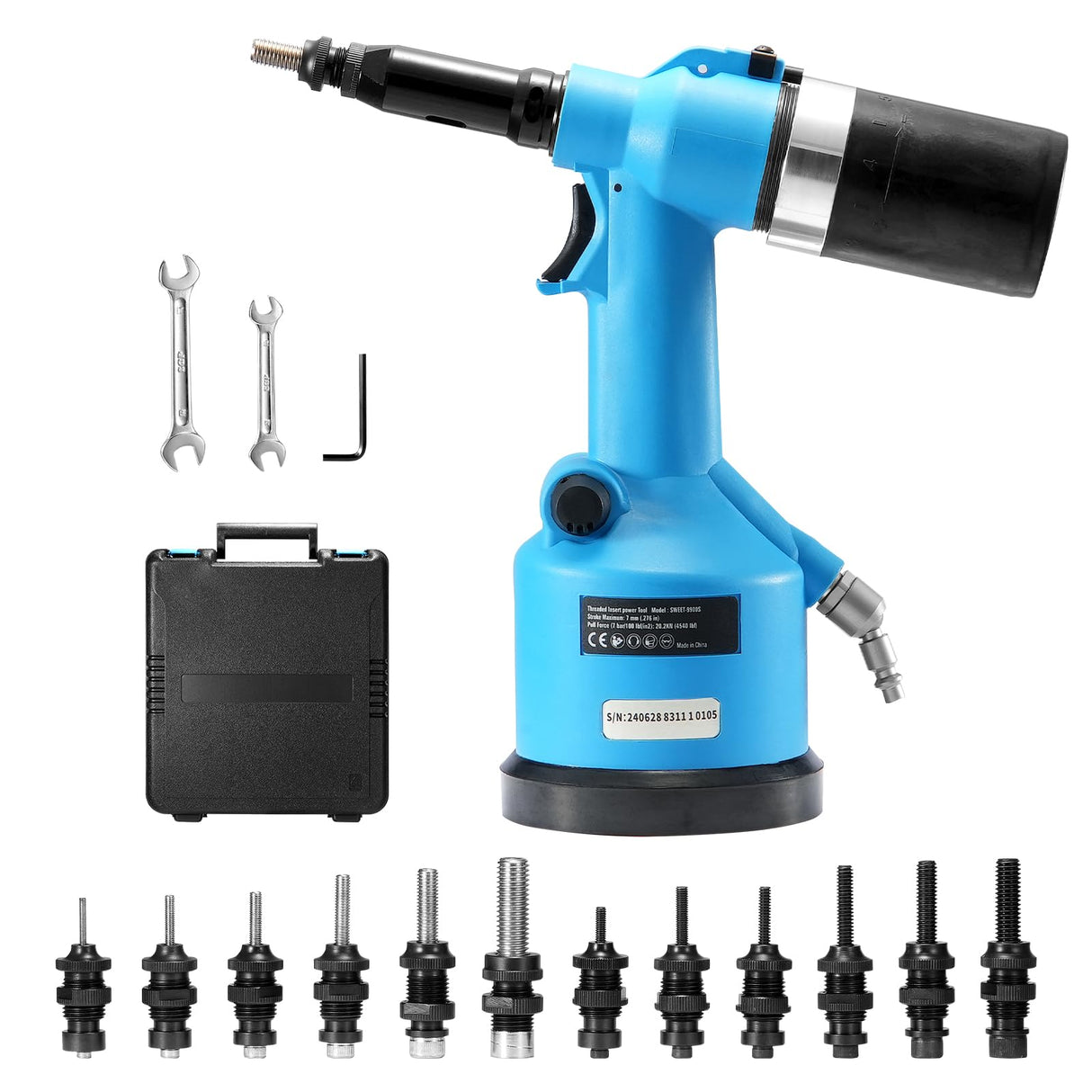 VEVOR Air Riveter, Pneumatic Air Riveter, 20.2KN Pulling Force Pop Rivet Gun Tool Kit, Heavy Duty Air Hydraulic Rivet Gun for Mechanic Tool, Construction, Home Improvement - With 13 Size Nose Pieces VEVOR