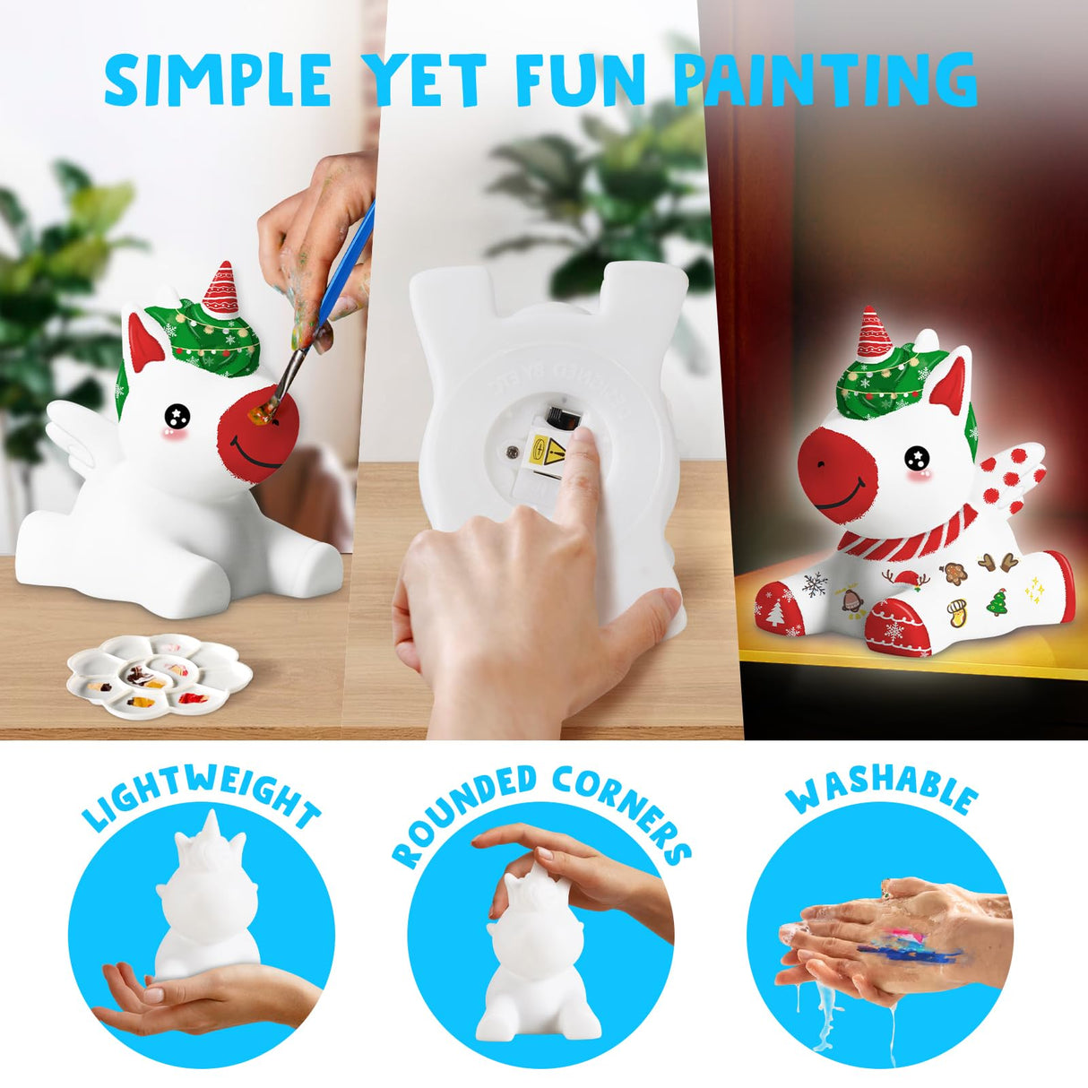 Goodyking Paint Your Own Flying Unicorn Lamp Kit, DIY Unicorn Crafts Night Light, Arts & Crafts for Kids Age 8-12, Painting Art Supplies, Birthday Easter Gift for Kids Age 3 4 5 6 7 8+ Goody King