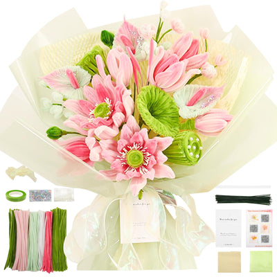 Pipe Cleaners Craft - Pipe Cleaners Flowers, Pipe Cleaner Flower Kit, DIY Pipe Cleaners Flower Bouquet Craft Supply Kit for Art Project Activity, Birthday Mother’s Day Anniversaries Graduations Gifts