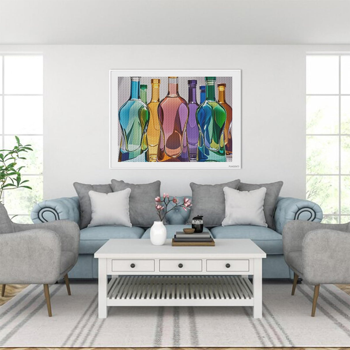 Wine Bottle Art Diamond Painting Kits for Adults, DIY 5D Diamond Painting Kits for Beginners, Round Full Drill Diamond Dots Paintings, Diamonds Pictures Gem Art for Crafts Home Decor 12"x16" PUAGEMTI