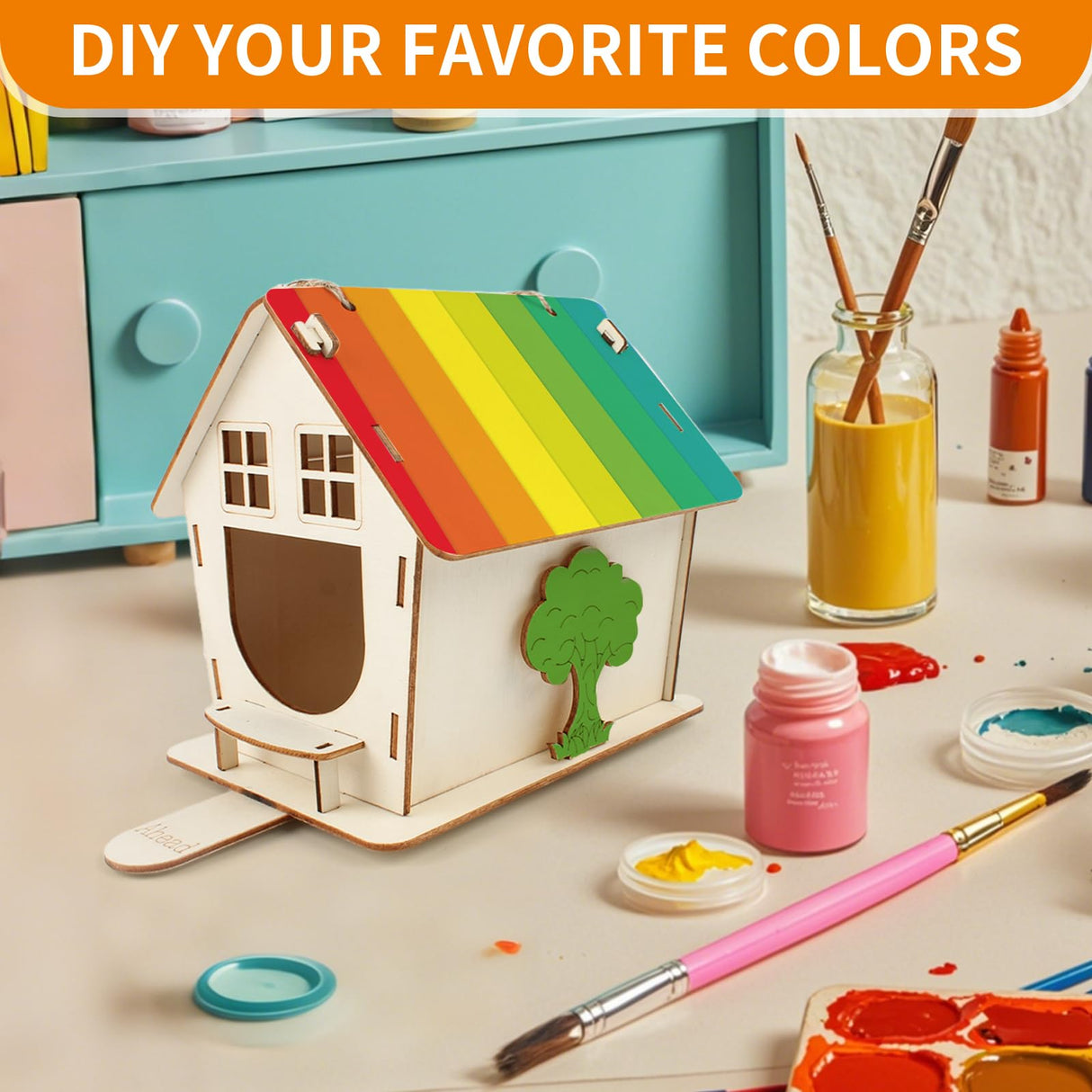 Wooden DIY Bird House Kit for Adults to Build, Outdoor Woodworking Crafts Freestyle, Hanging Birdhouse for Garden Yard Decor Gifts VinBee