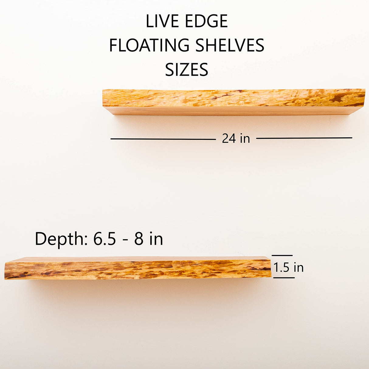 VINTAYARD Rustic Wood Floating Shelves, Live Edge Wooden Shelf for Farmhouse Wall Decor, Set of 2 Shelves with Solid Steel-Coated Hidden Brackets, Hand Finished and Sealed (Cedar, 24 inches Long) VINTAYARD