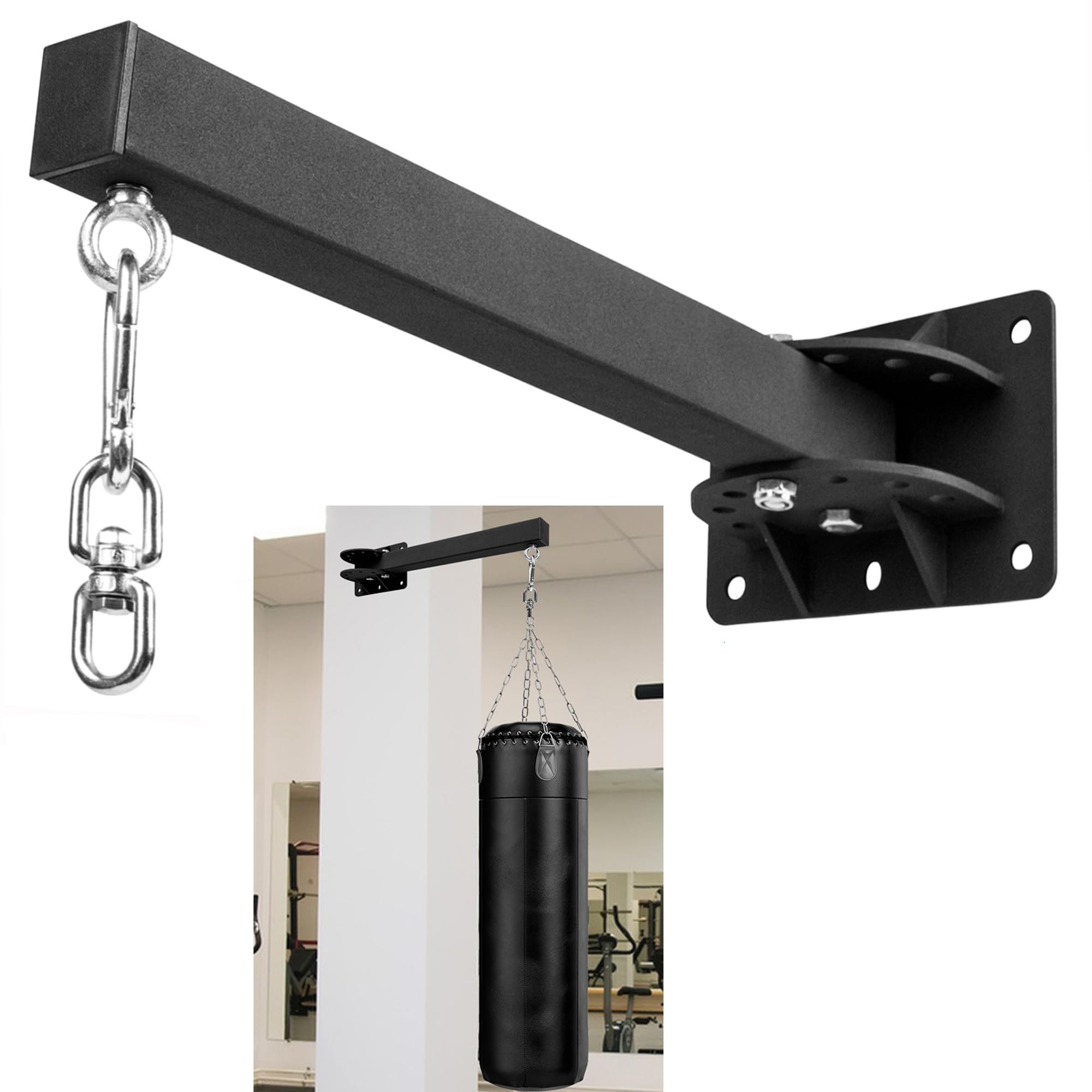 Wall Mount Punching Bag KSWLOR Wall Mount Heavy Bag Hanger - 360° Swivel Punching Bag Holder For Boxing & MMA Training Boxing Bag Mount