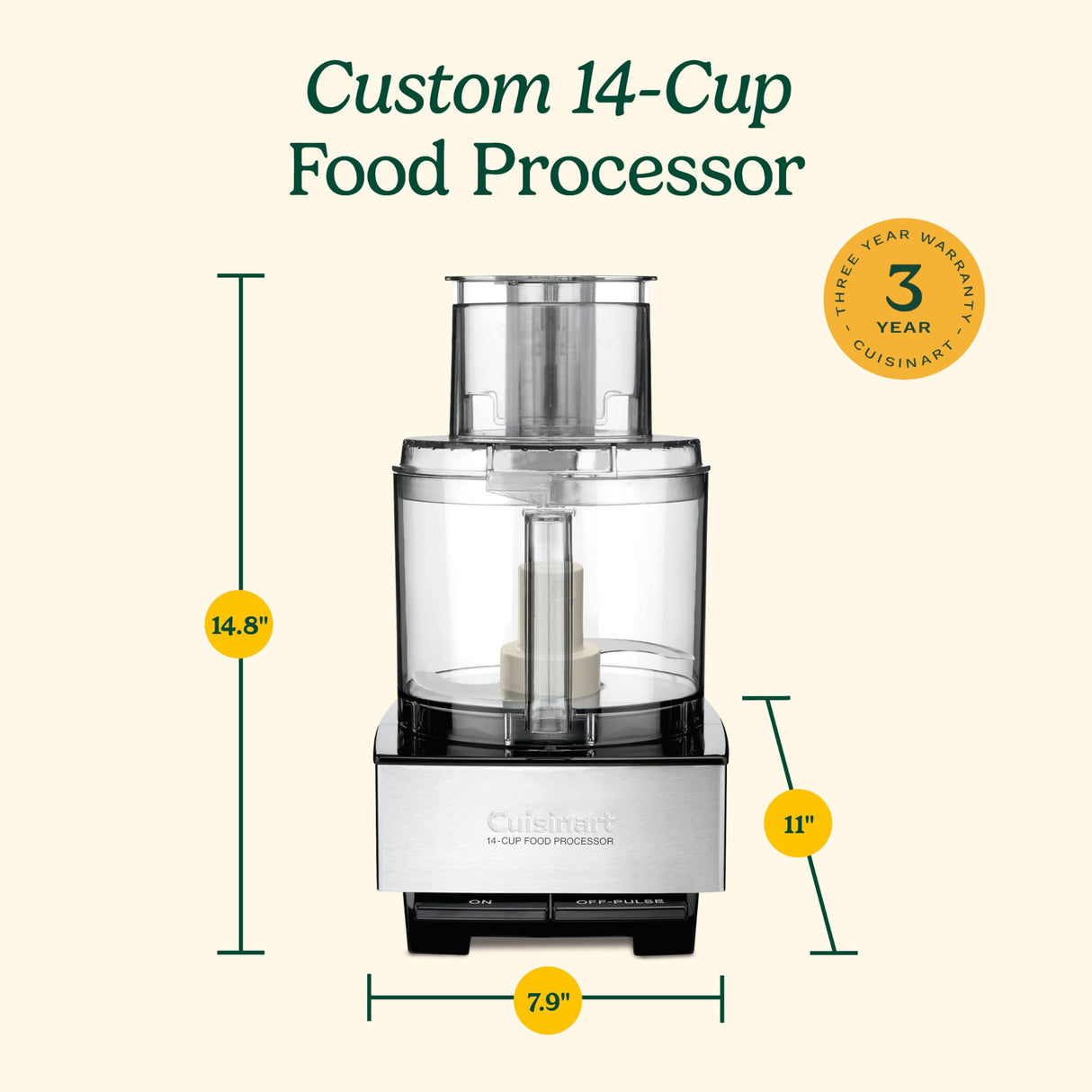 Cuisinart Food Processor 14-Cup Vegetable Chopper for Mincing, Dicing, Shredding, Puree & Kneading Dough, Stainless Steel, DFP-14BCNY Cuisinart