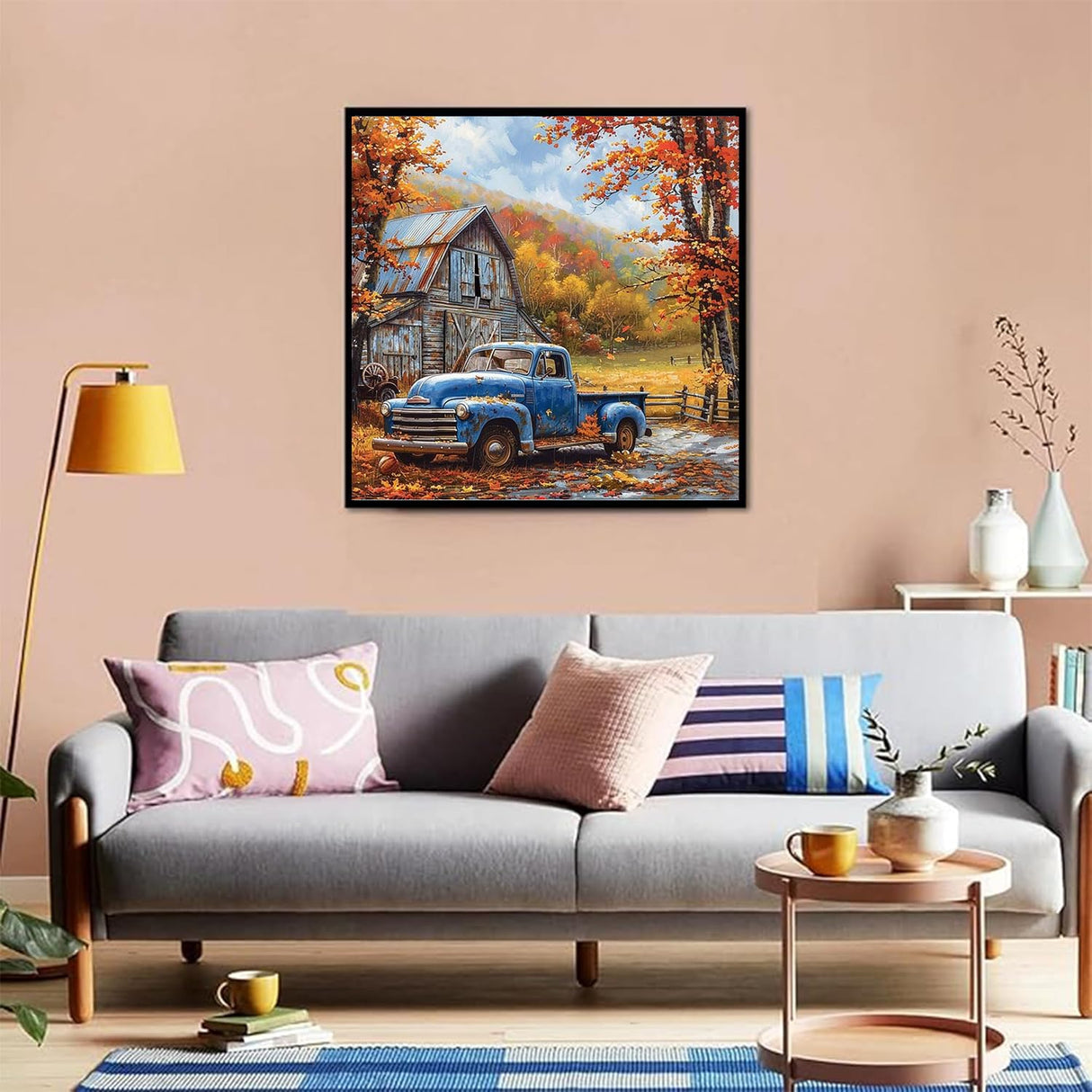 KTHOFCY 5D DIY Diamond Painting Kits for Adults, Wooden Truck Full Drill Embroidery Cross Stitch Crystal Rhinestone Paintings Pictures Arts Wall Decor Painting Dots Kits 11.8X11.8 inch KTHOFCY