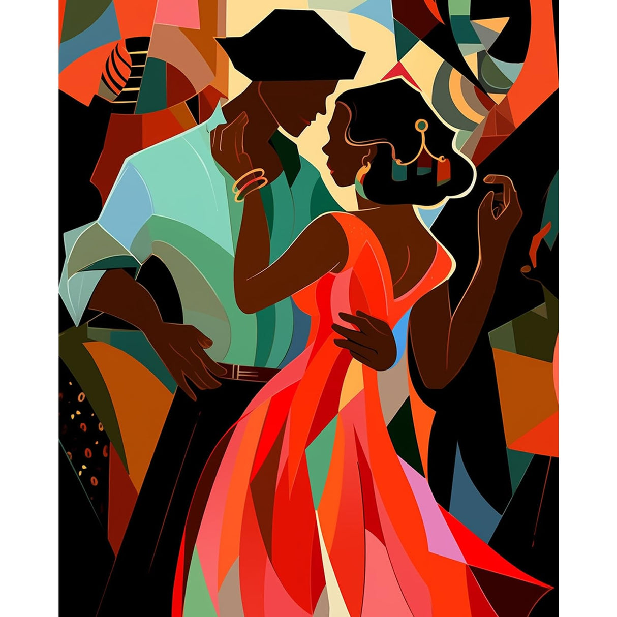 TUMOVO African Woman and Men Painting Romantic Couple Dancing Paint by Number Kits 16 x 20 inch Canvas DIY Abstract Oil Acrylic Art for s Adults Beginner with Brushes Nordics Pop Pictures(DIY Frame) TUMOVO