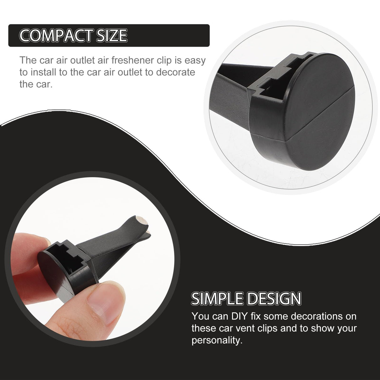 100pcs Air Outlet Clip Vent Clips, Automatic Air Freshener Car Air Conditioner Clips for Home Air Vent Clips Sublimation Air Fresheners Blanks (Black) MHFOOU