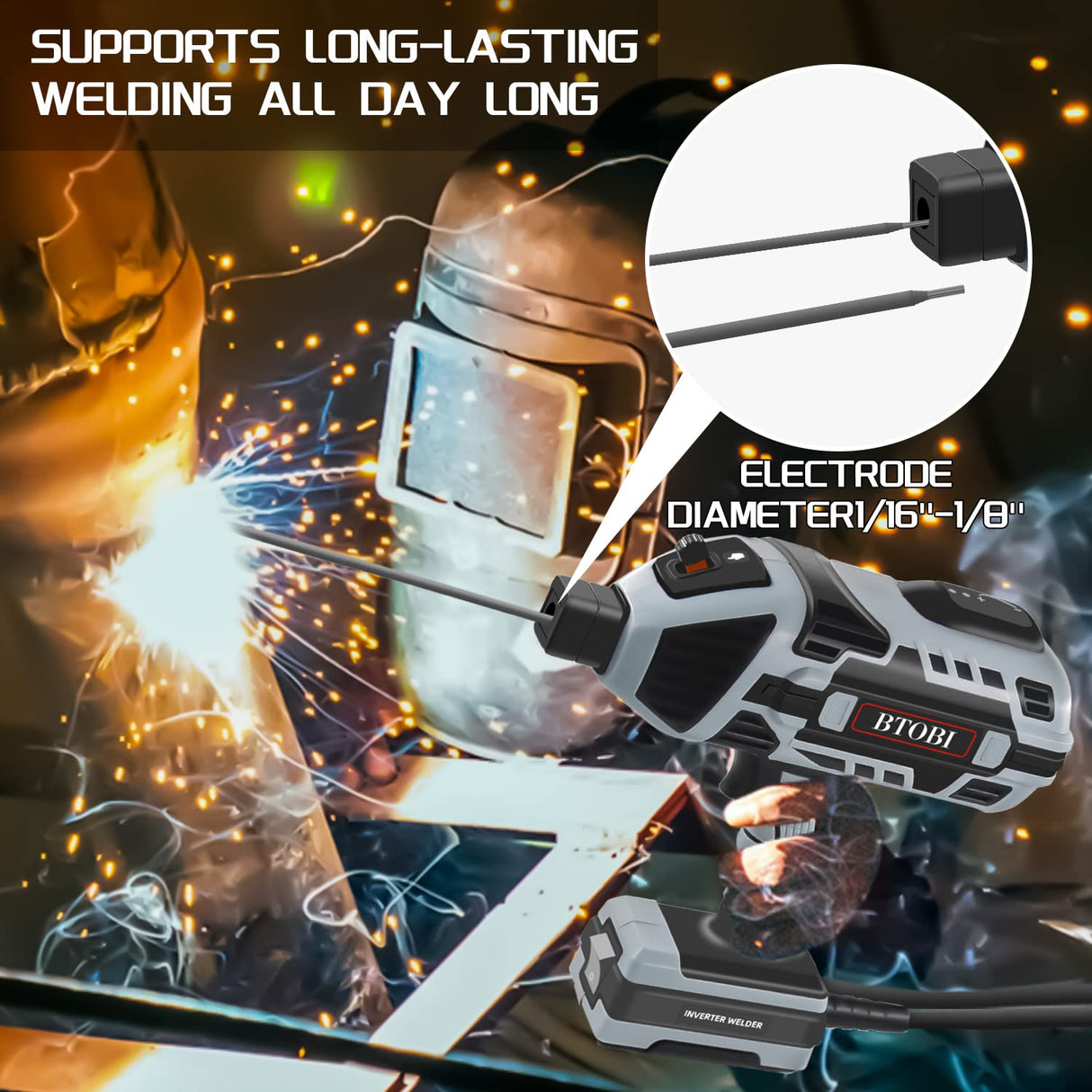 Welding Machine,Portable ARC Welder Machine Gun,IGBT Standing Handheld Welding Machine, 6 variable current adjustment,suitable for 3/32"-1/8" Stick Welder,BTOBI 110V Welder Machine Kit… BTOBI