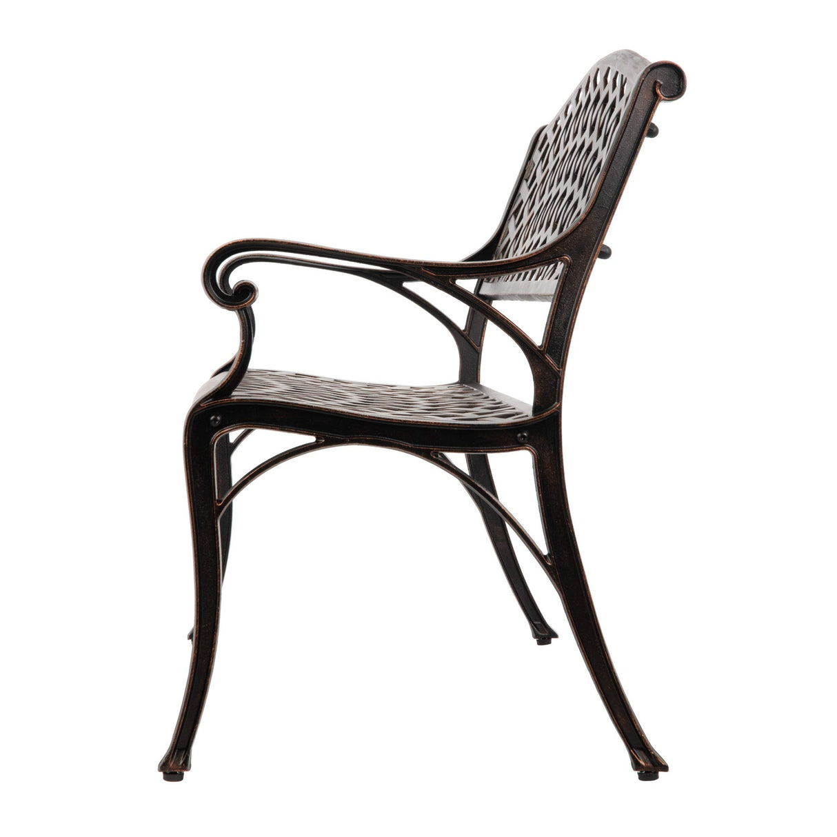 Balkene Home 61491 Patio Bench Cast Aluminum Lightweight Sturdy Bench Perfect for Relaxing Pause in Garden, Backyard Patio Basketweave Design - Antique Bronze Finish Patio Sense