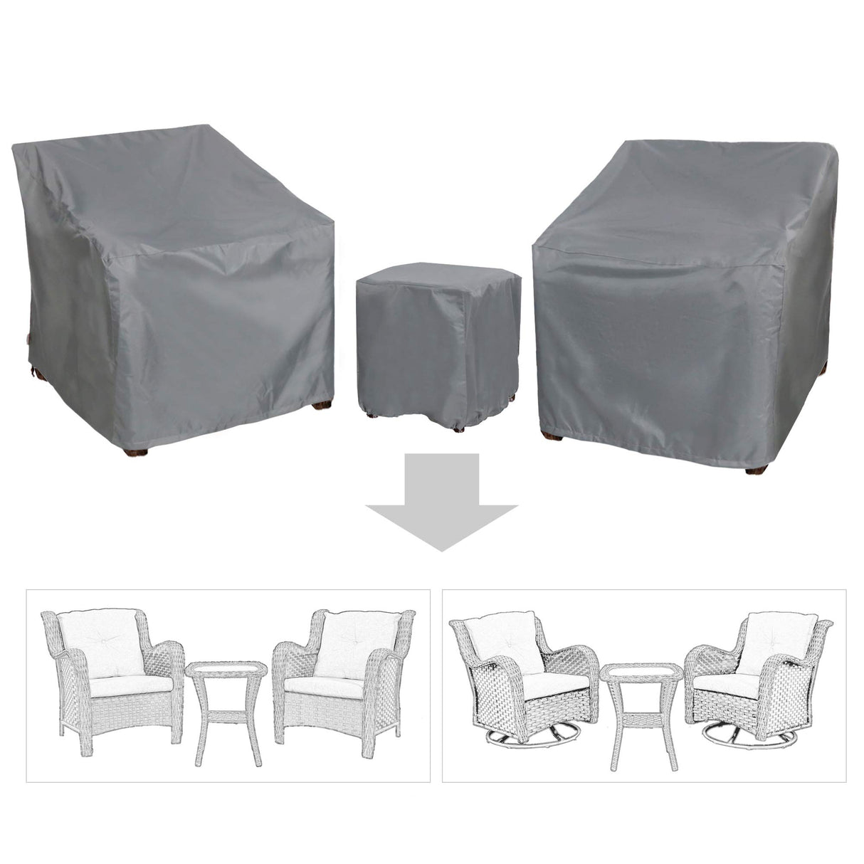 Baner Garden B15 3-Piece Outdoor Veranda Patio Garden Furniture Cover Set with 600D Durable and Water Resistant Fabric… BANER GARDEN
