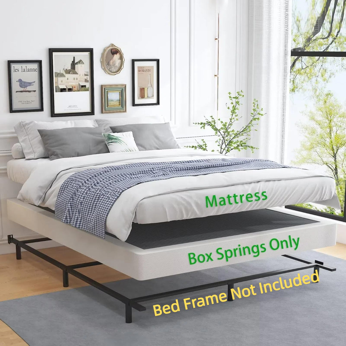 ALDRICH 5 Inch Heavy Duty Metal Box Spring Mattress Foundation 3000lbs Max Weight Capacity/Non-Slip/No Noise/Easy Assembly/Easy Clean Cover,King ALDRICH