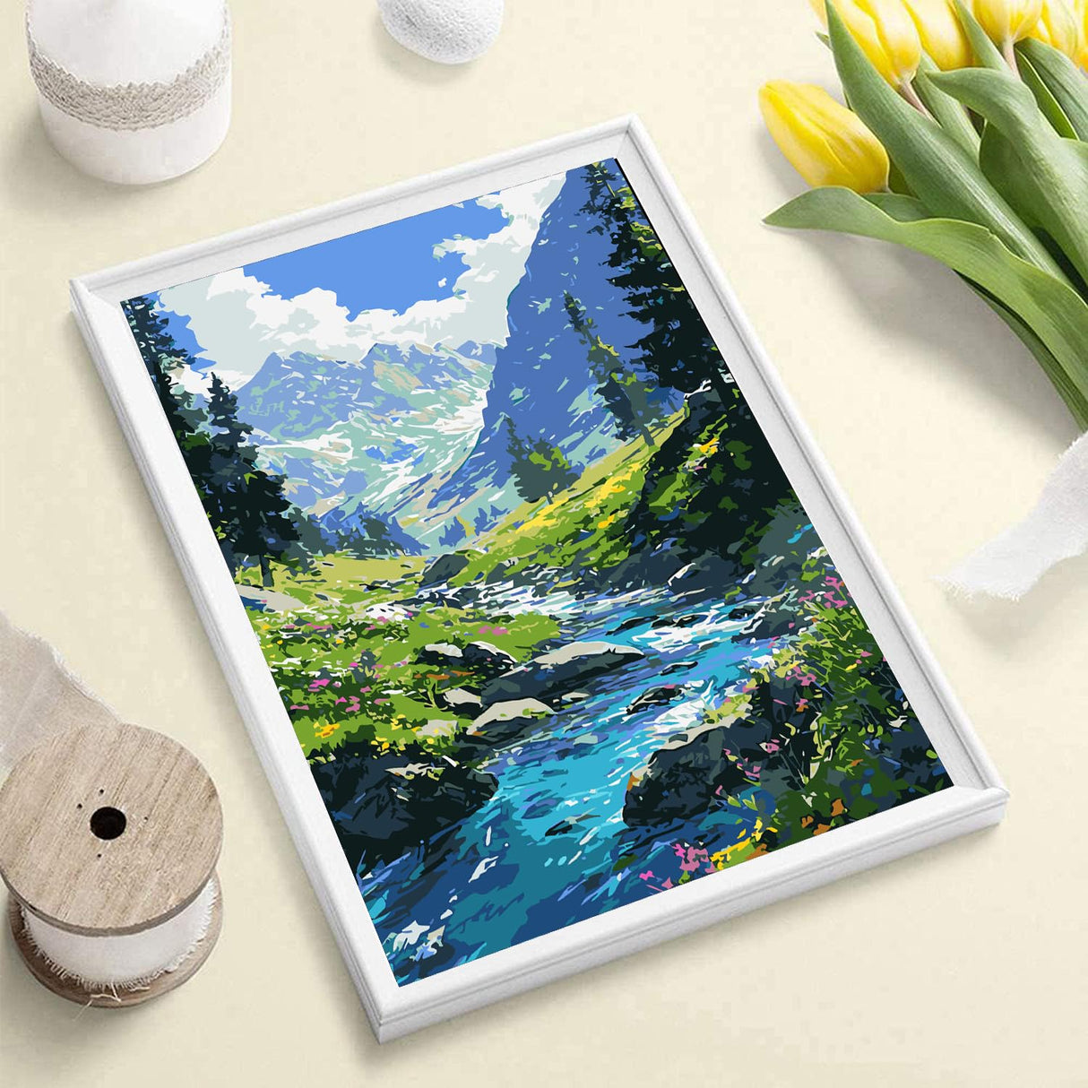 Mountain Paint by Number for Adults-Landscape Paint by Numbers for Adults Beginner, Mountains Paint by Numbers for Gift Home Wall Decor (Mountain, 16x20 inch) HITO