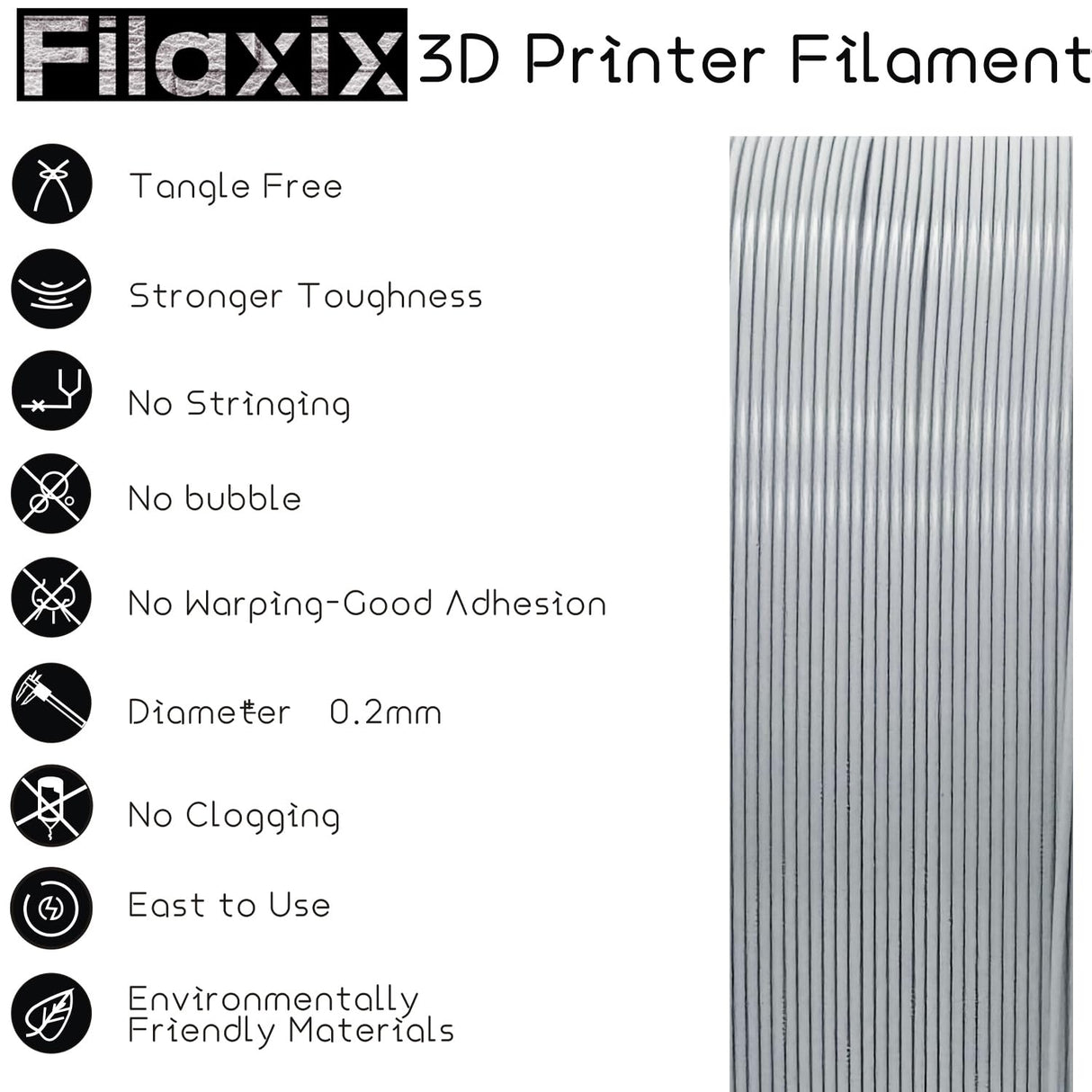ASA Filament 1.75mm Grey, ASA 3D Printer Filament, Heat & Weather Resistant - ASA 3D Filament Perfect for Printing Outdoor Functional Parts, Dimensional Accuracy +/- 0.03mm,1KG Filaxix